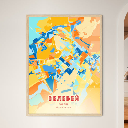 Colorful BELEBEY RUSSIA Fine Art Map Blue Orange