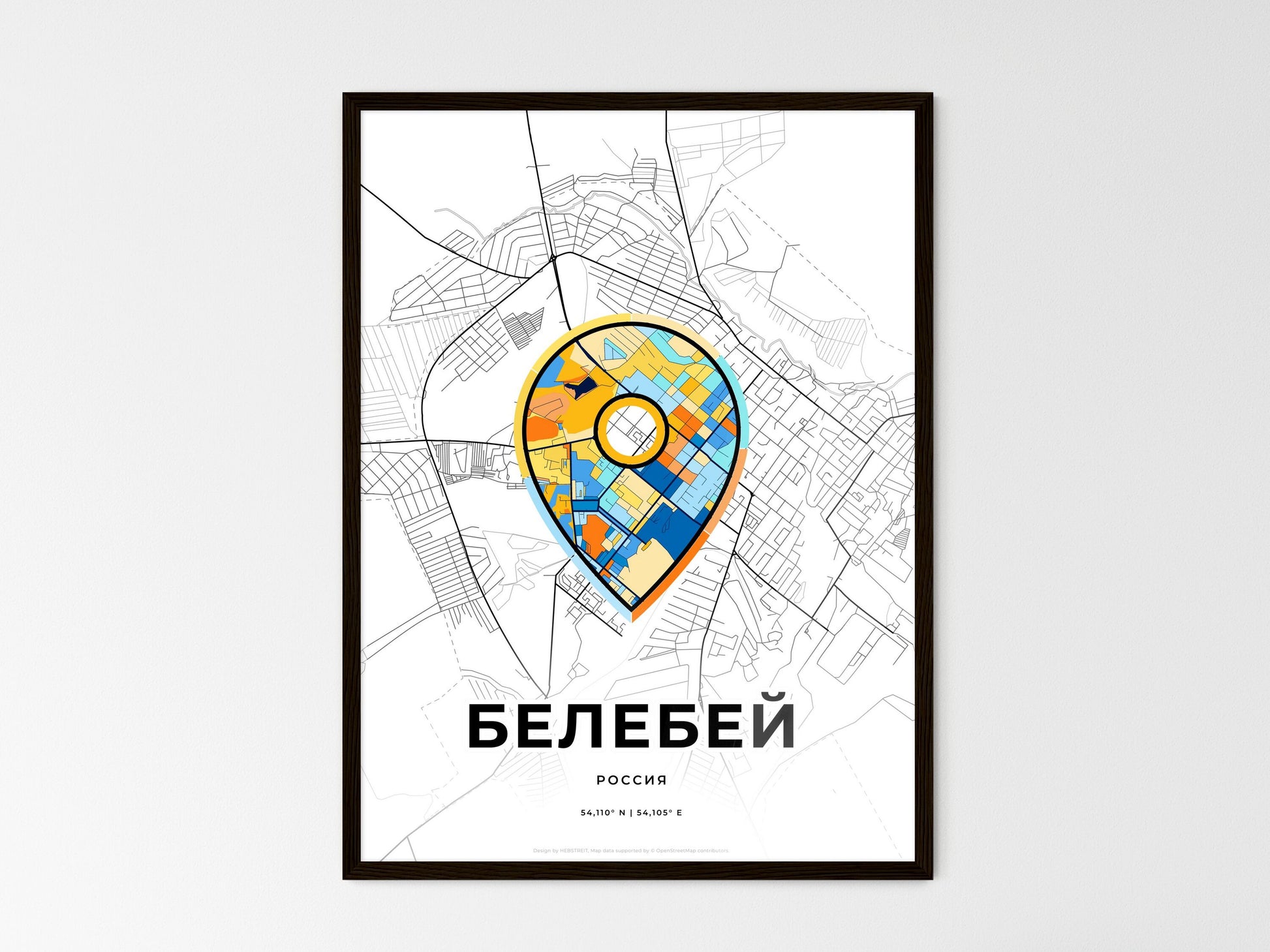 Belebey Russia wedding art map with pointer icon