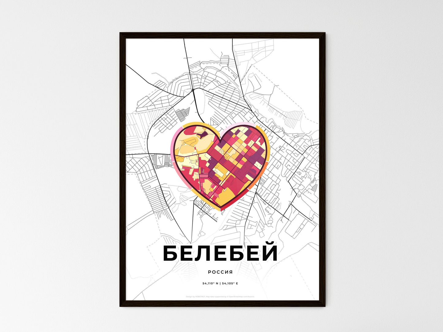 Belebey Russia wedding art map with heart icon
