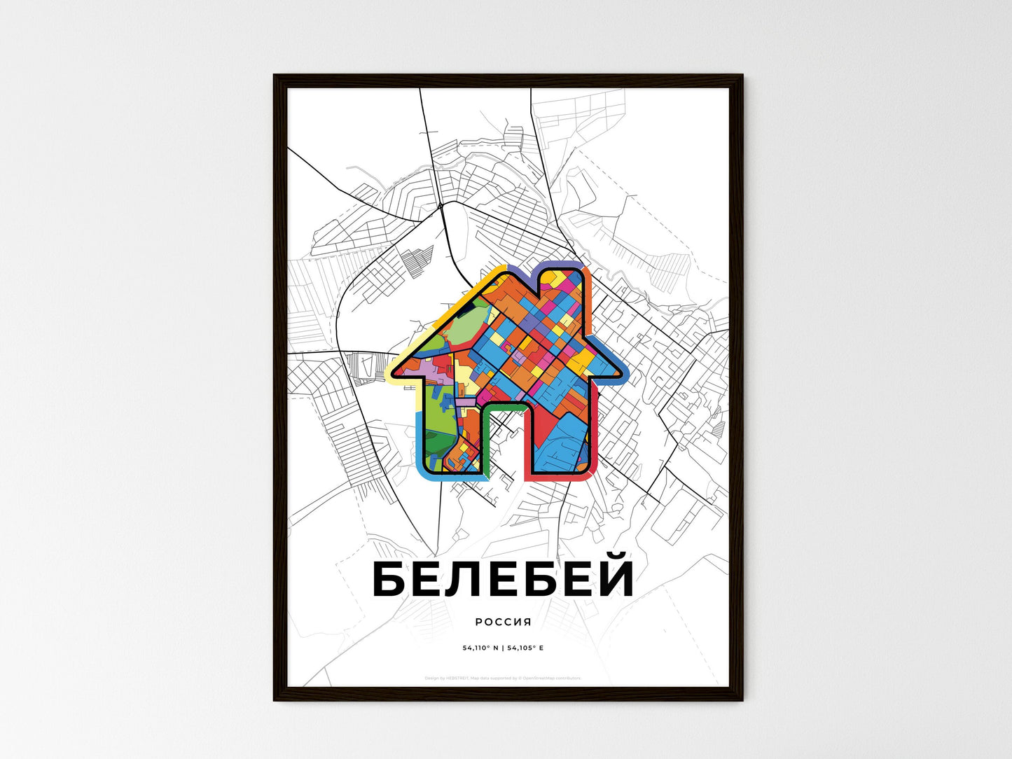 Belebey Russia wedding art map with home icon