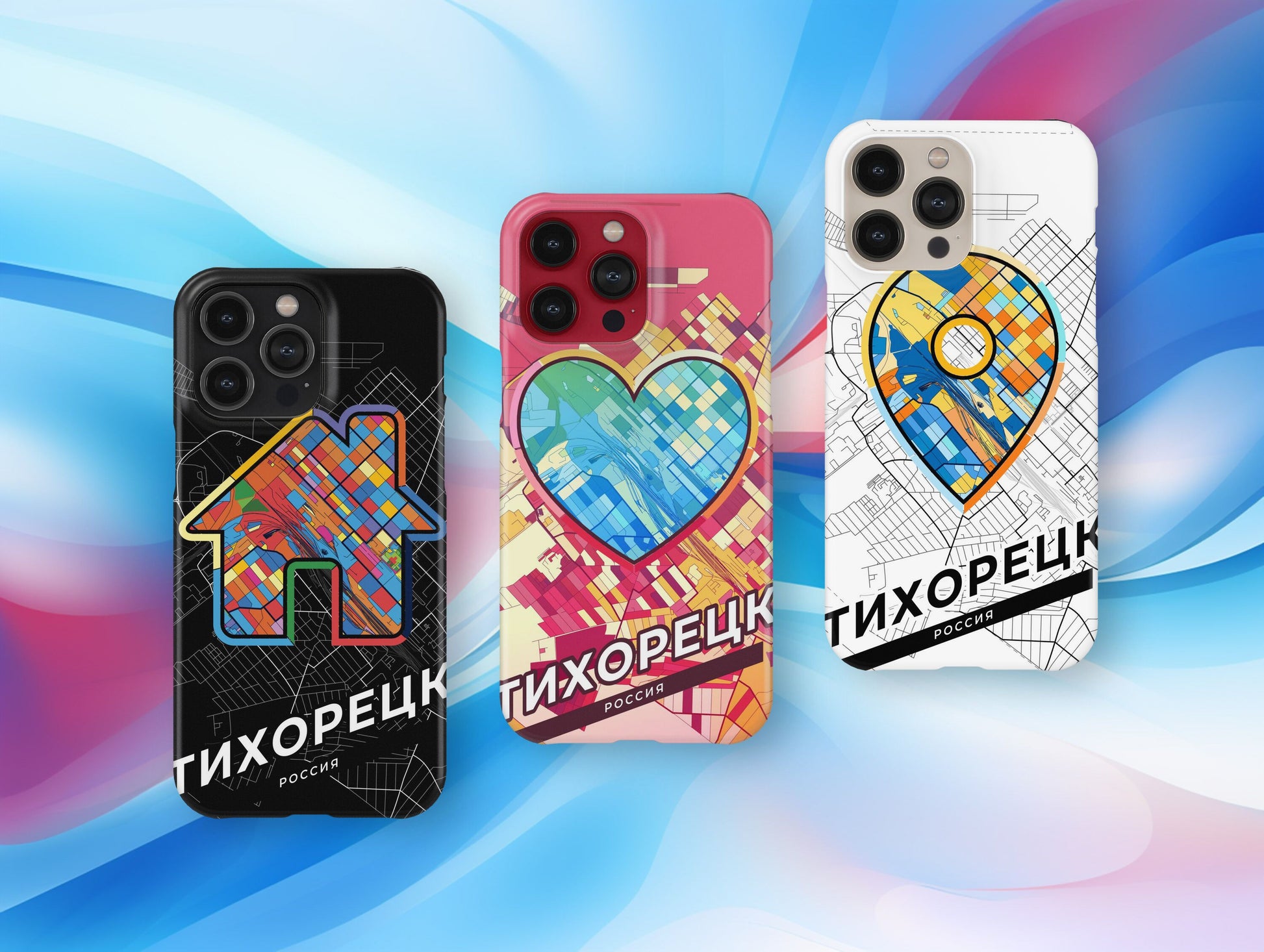 Tikhoretsk Russia slim phone case with colorful icon