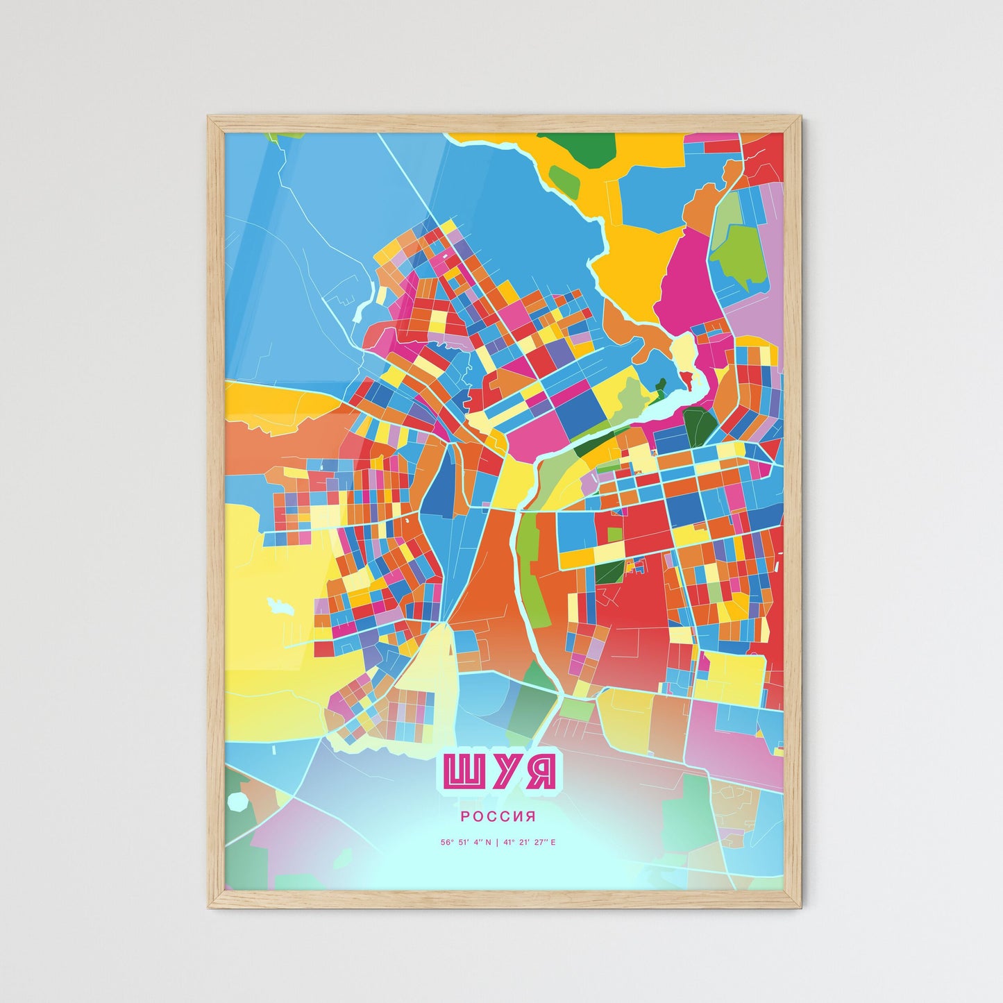 Colorful SHUYA RUSSIA Fine Art Map Crazy Colors