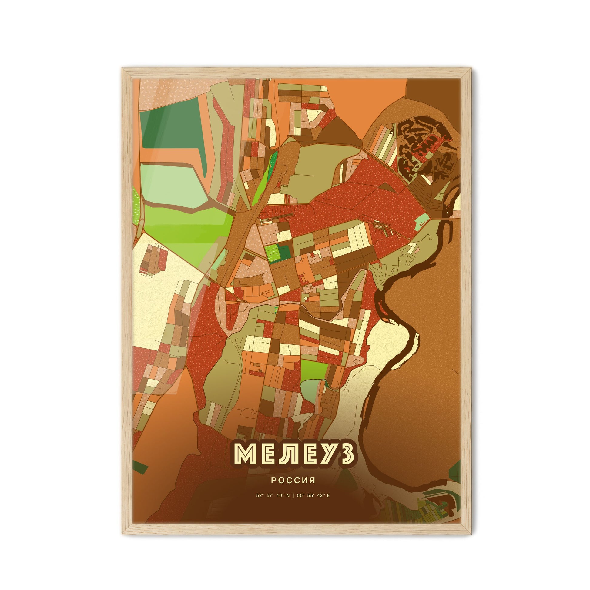 Colorful MELEUZ RUSSIA Fine Art Map Farmhouse