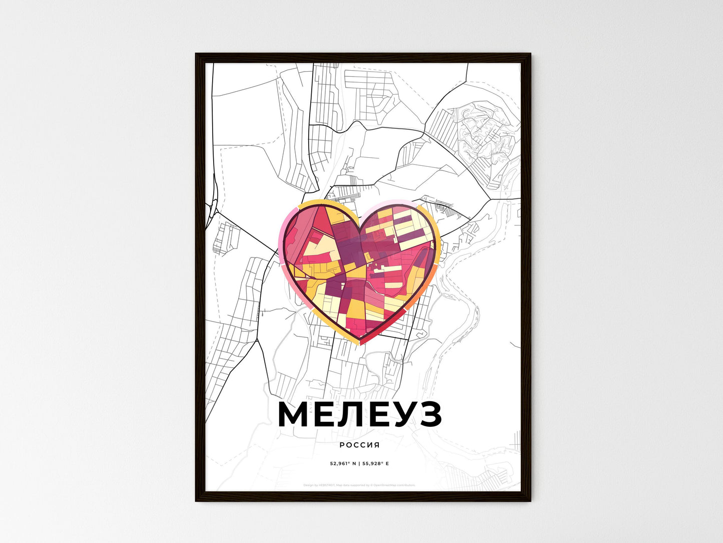 Meleuz Russia wedding art map with heart icon