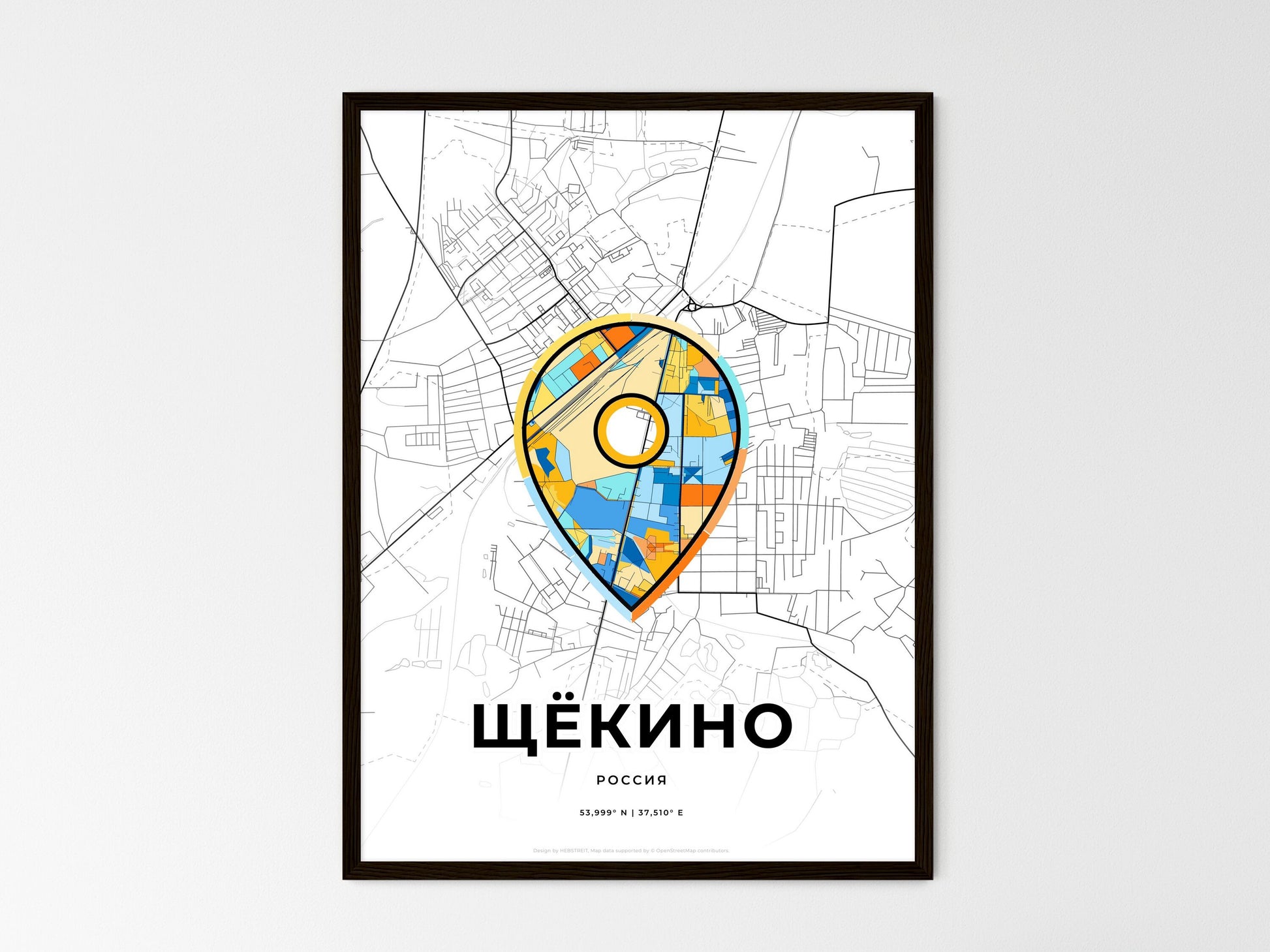 Shchyokino Russia wedding art map with pointer icon