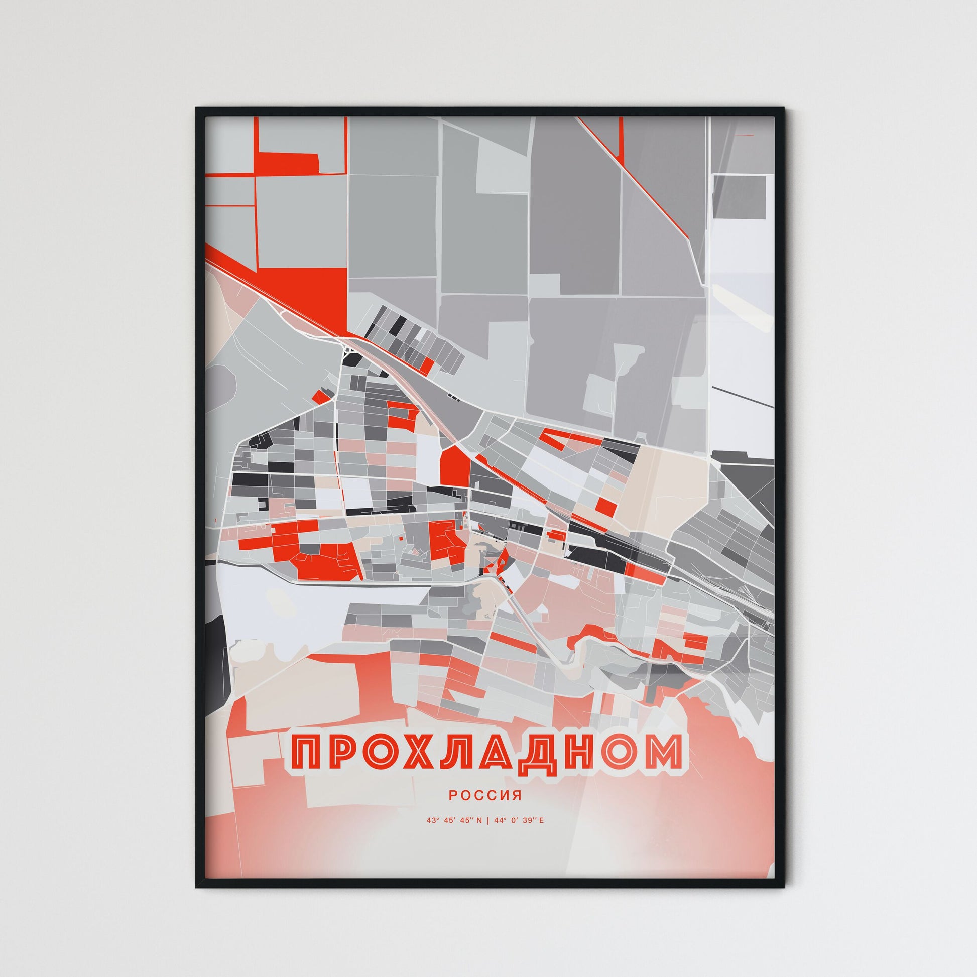 Colorful PROKHLADNY RUSSIA Fine Art Map Modern