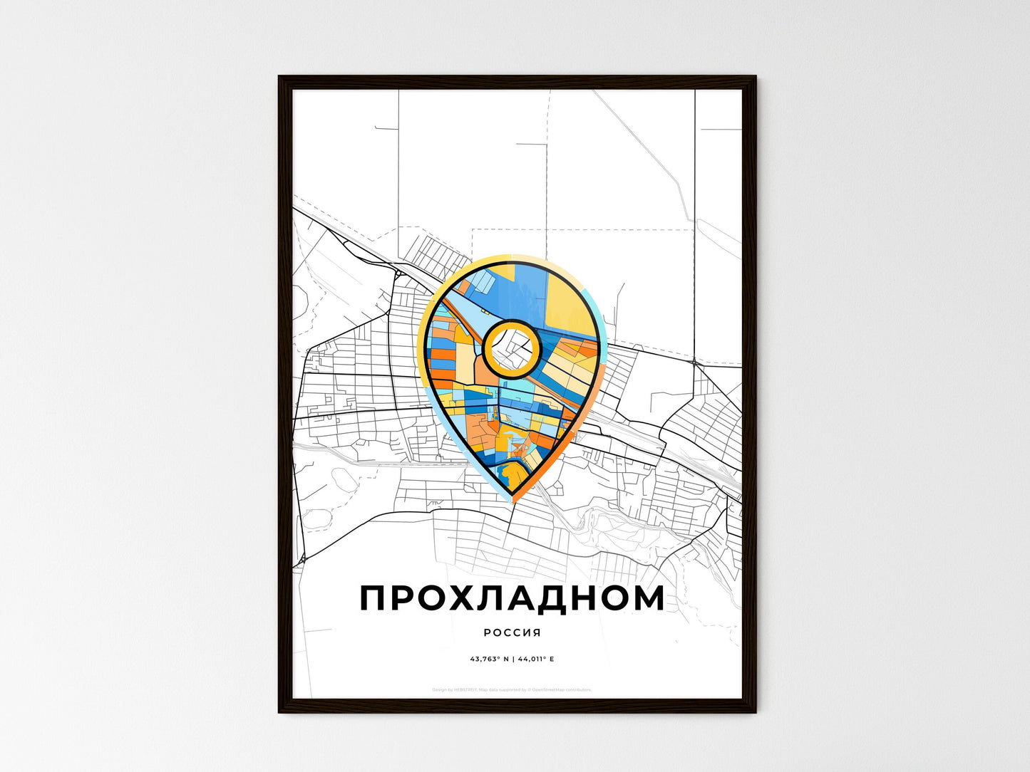 Prokhladny Russia wedding art map with pointer icon