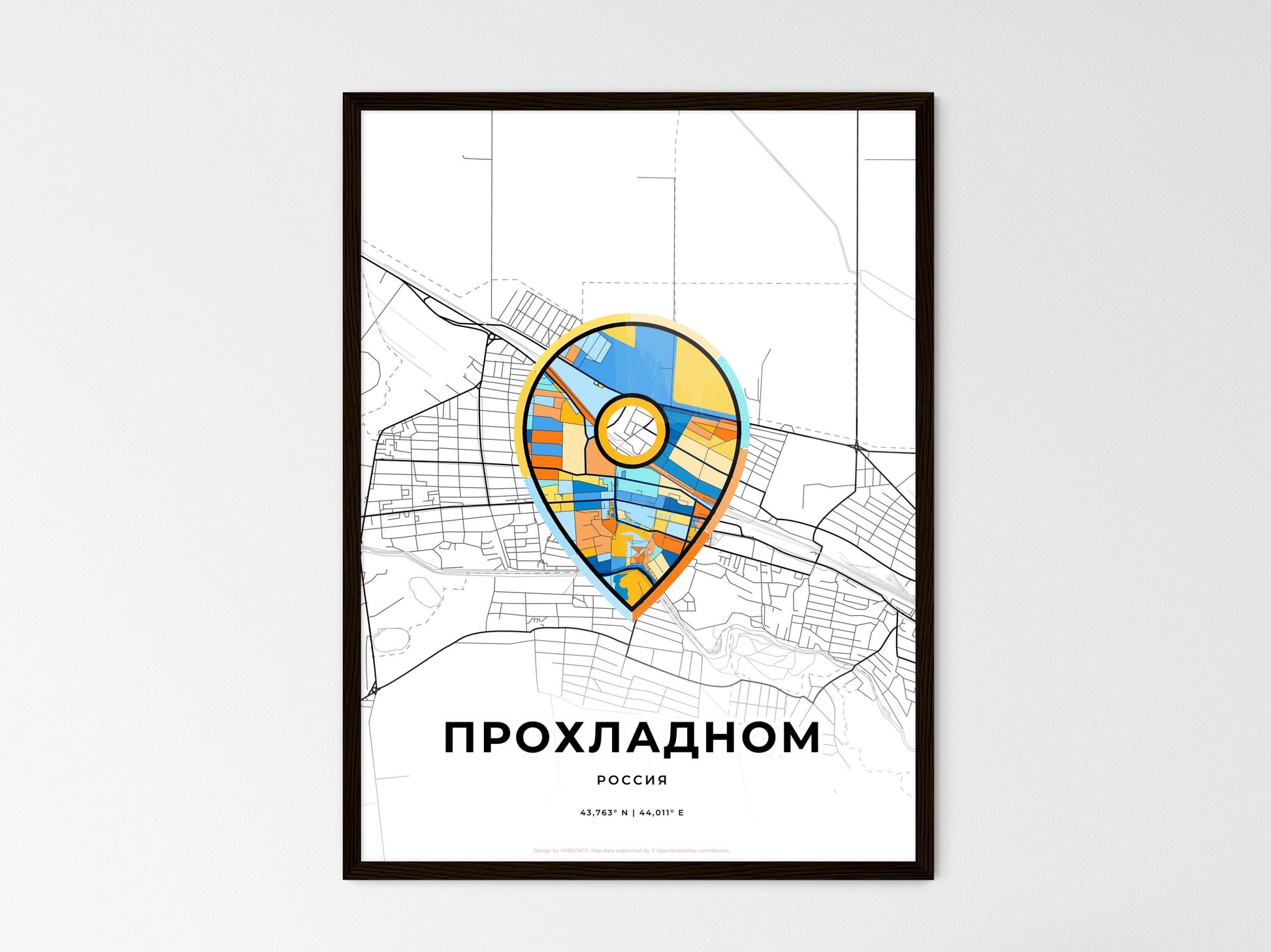 Prokhladny Russia wedding art map with pointer icon
