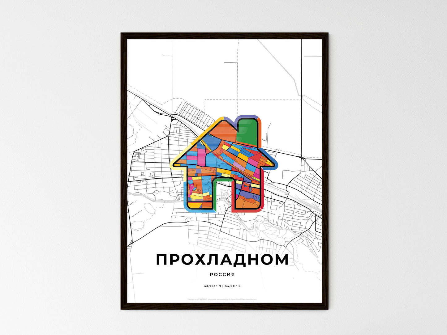 Prokhladny Russia wedding art map with home icon