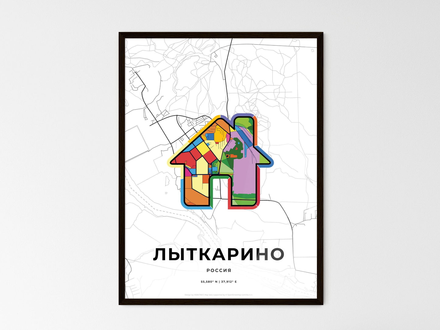 Lytkarino Russia wedding art map with home icon