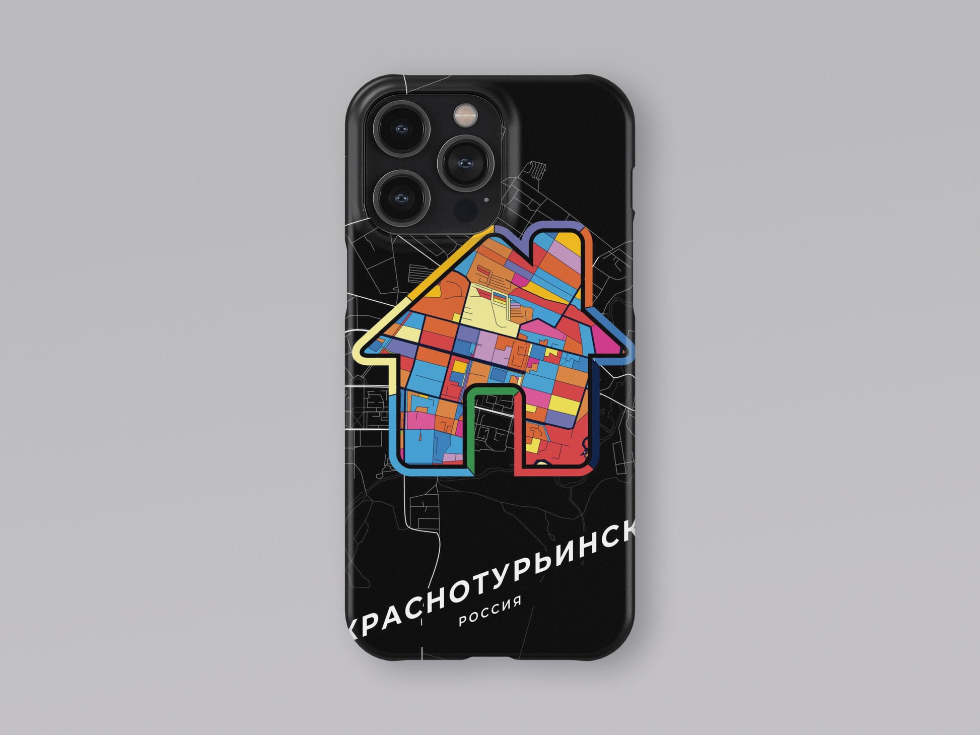 Krasnoturyinsk Russia slim phone case with colorful icon. Birthday, wedding or housewarming gift. Couple match cases. 3