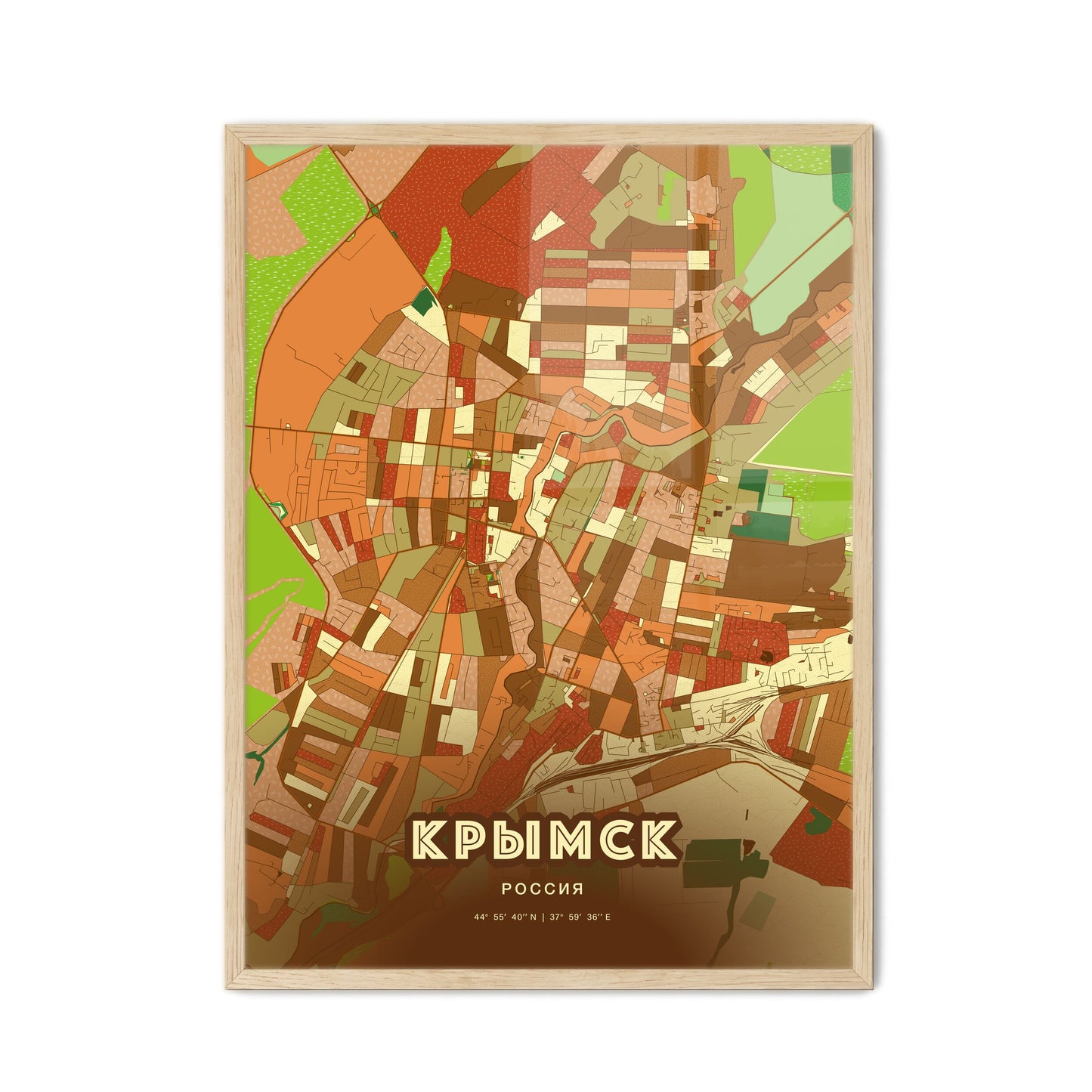 Colorful KRYMSK RUSSIA Fine Art Map Farmhouse