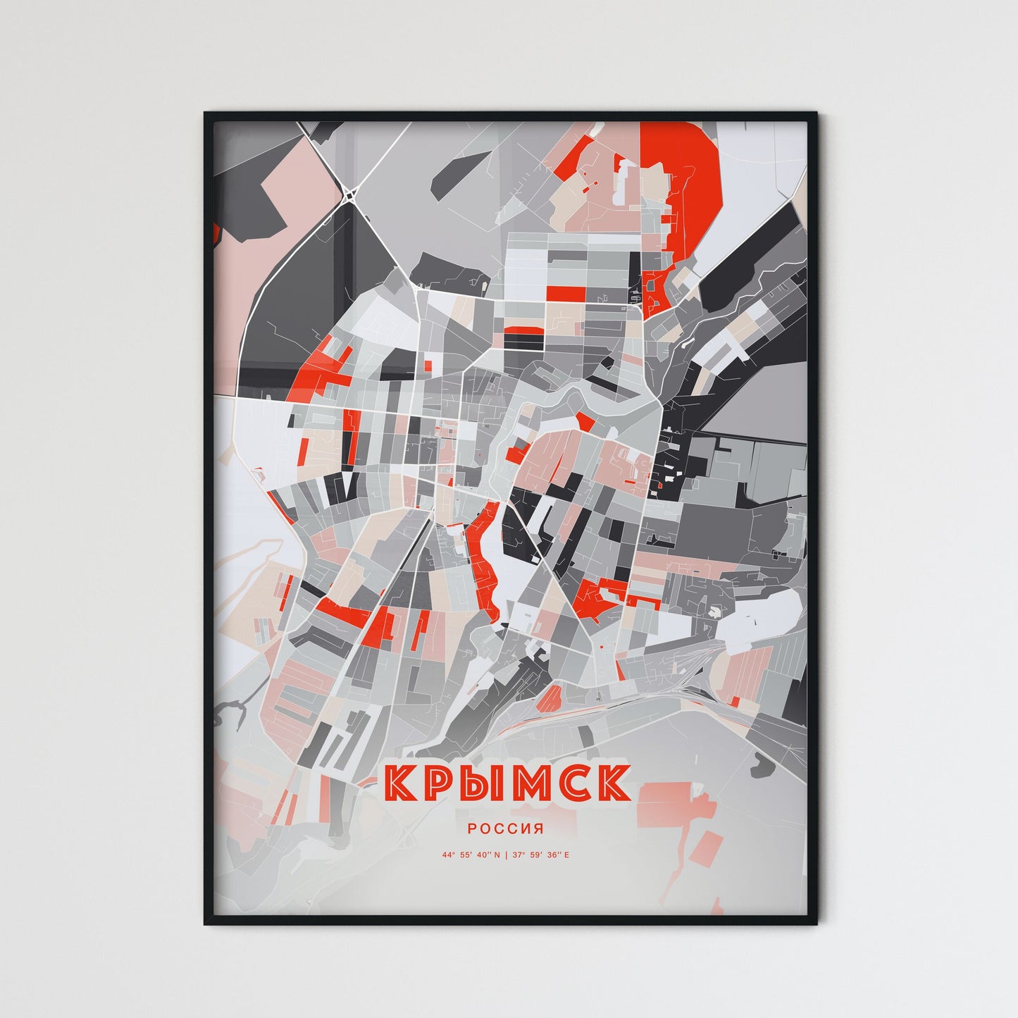 Colorful KRYMSK RUSSIA Fine Art Map Modern