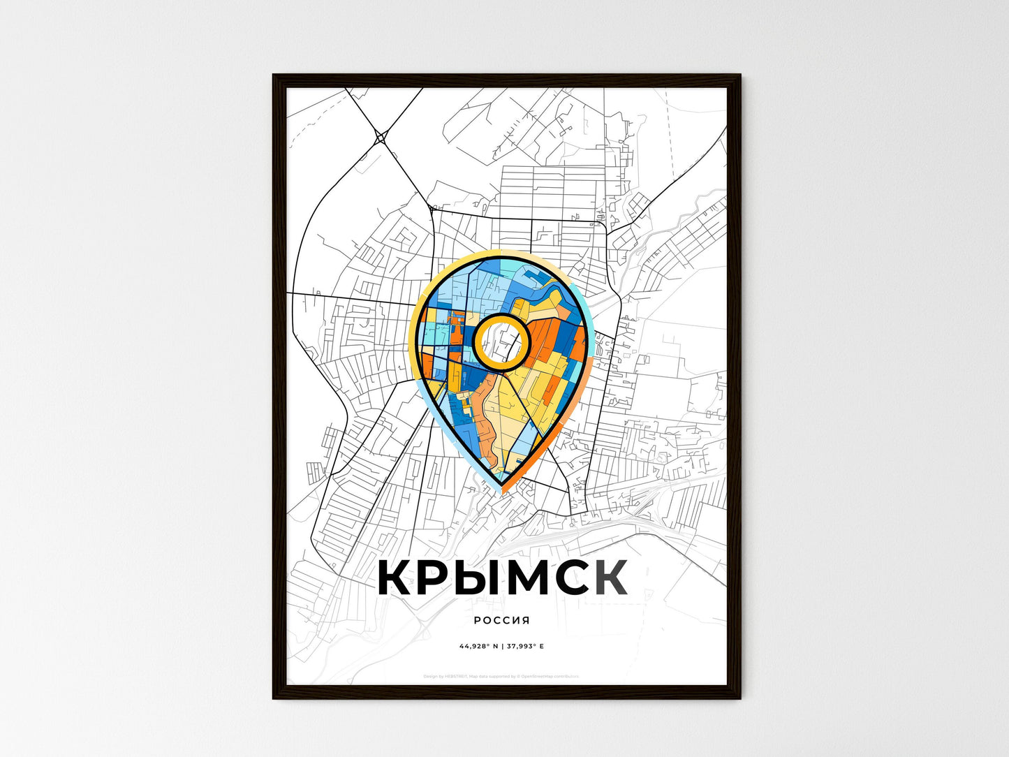 Krymsk Russia wedding art map with pointer icon