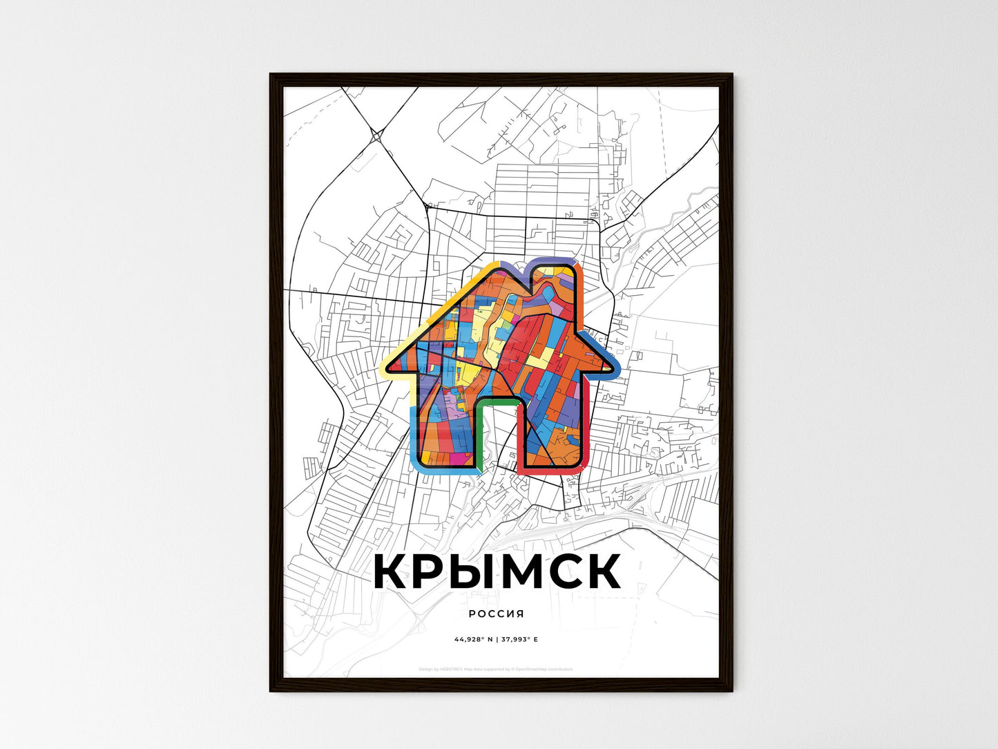 Krymsk Russia wedding art map with home icon