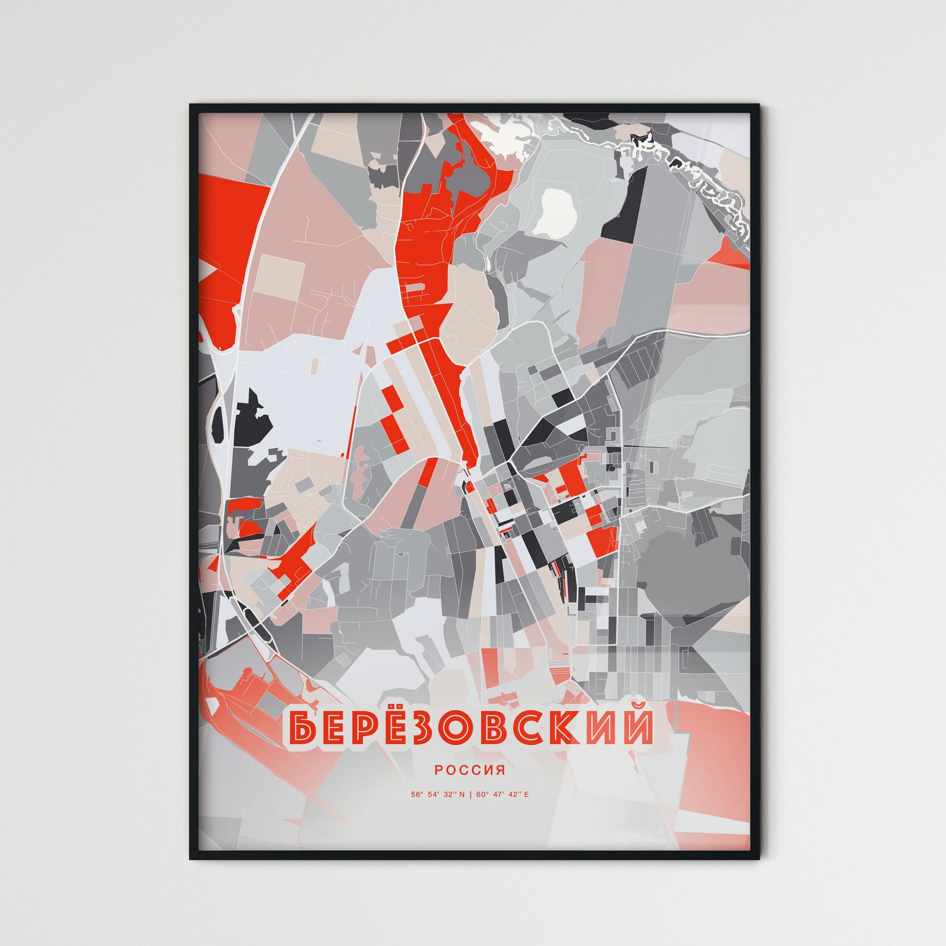 Colorful BERYOZOVSKY RUSSIA Fine Art Map Modern