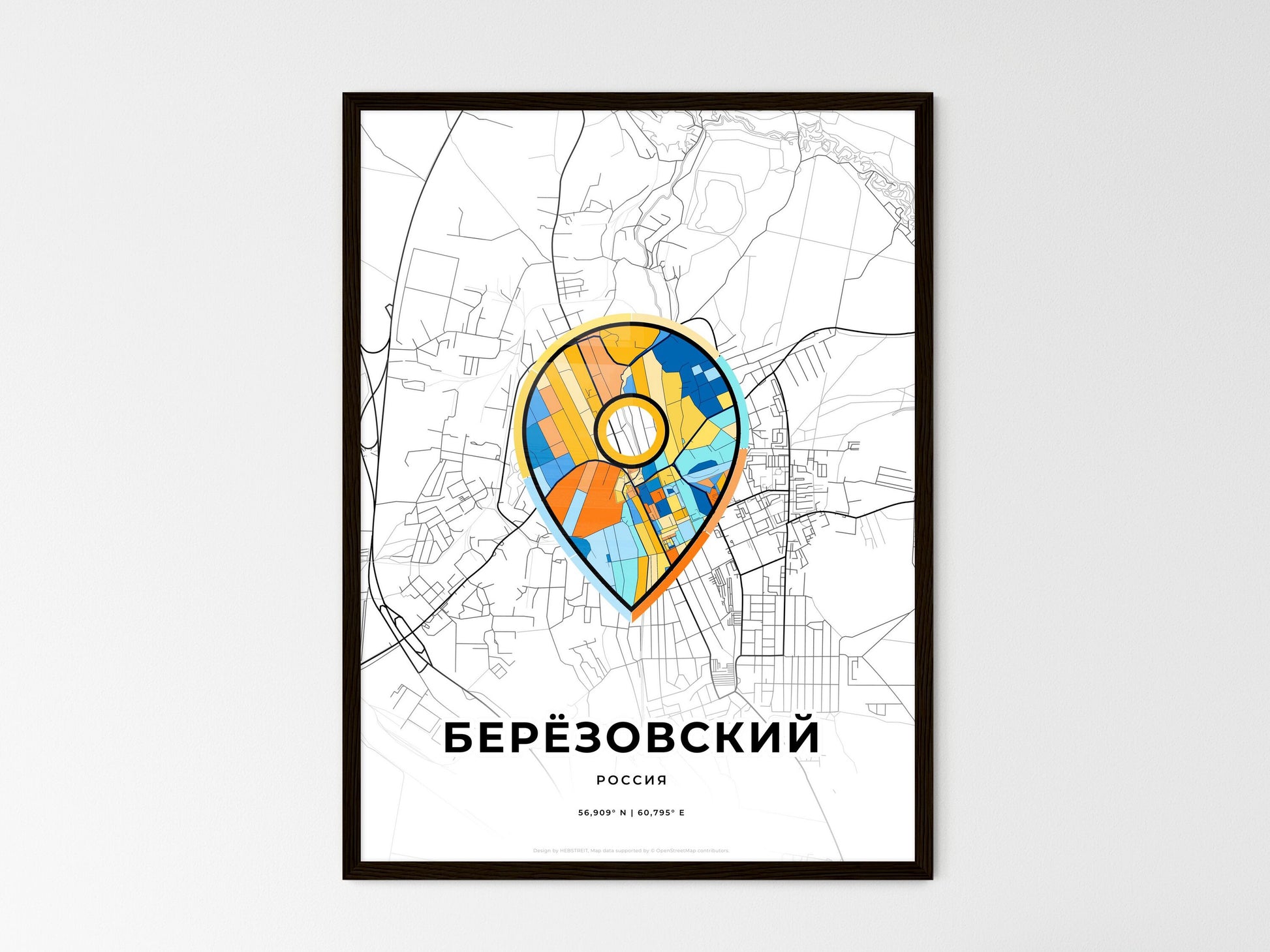 Beryozovsky Russia wedding art map with pointer icon