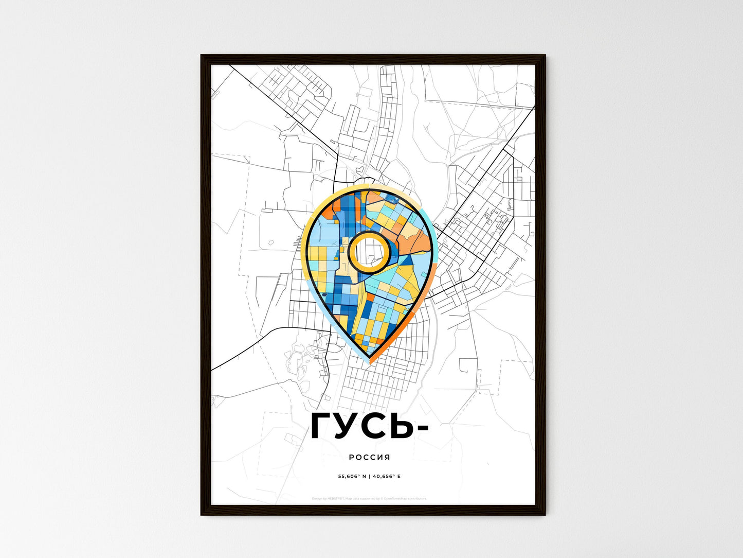 Gus-Khrustalny Russia wedding art map with pointer icon