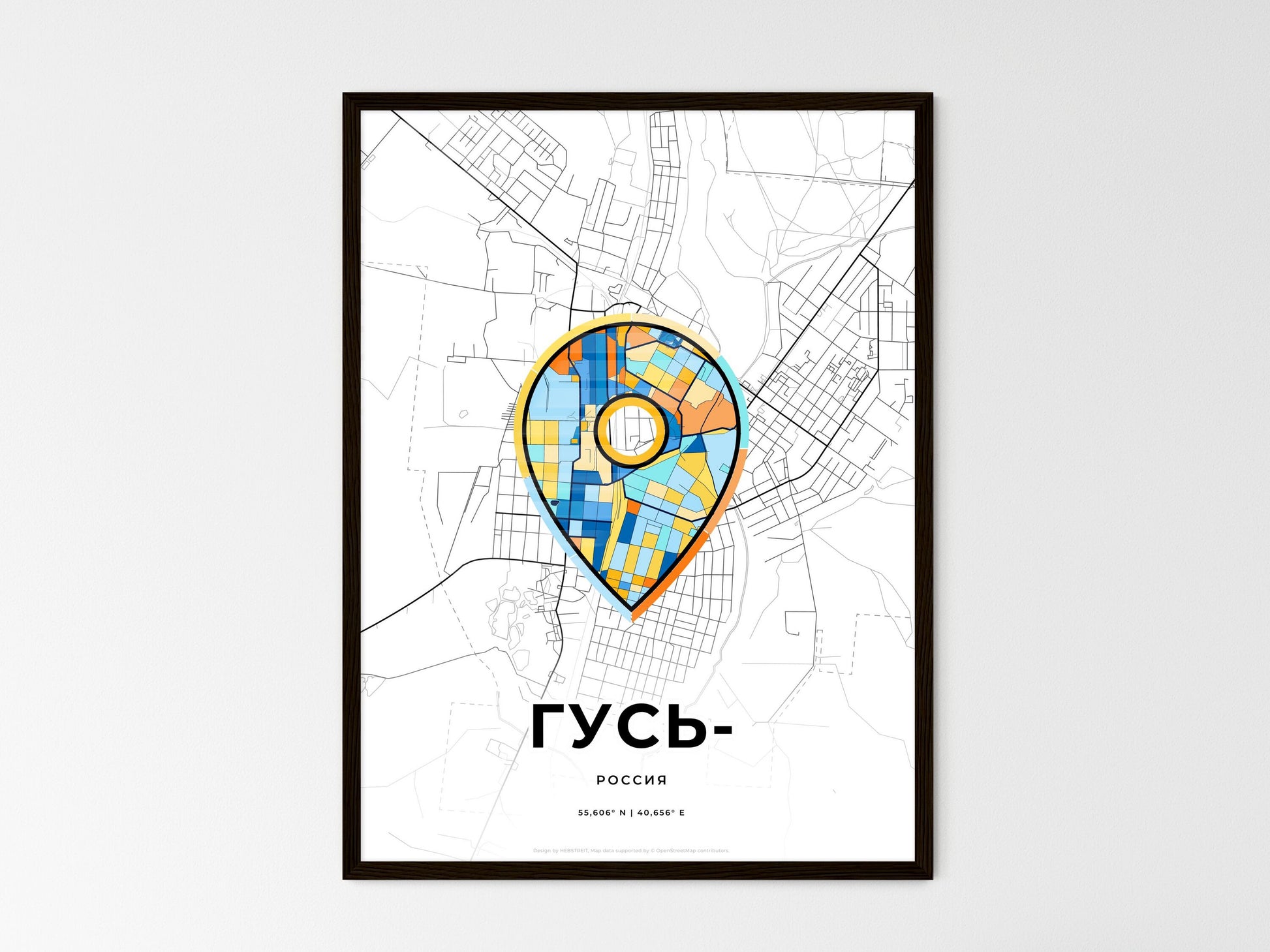 Gus-Khrustalny Russia wedding art map with pointer icon