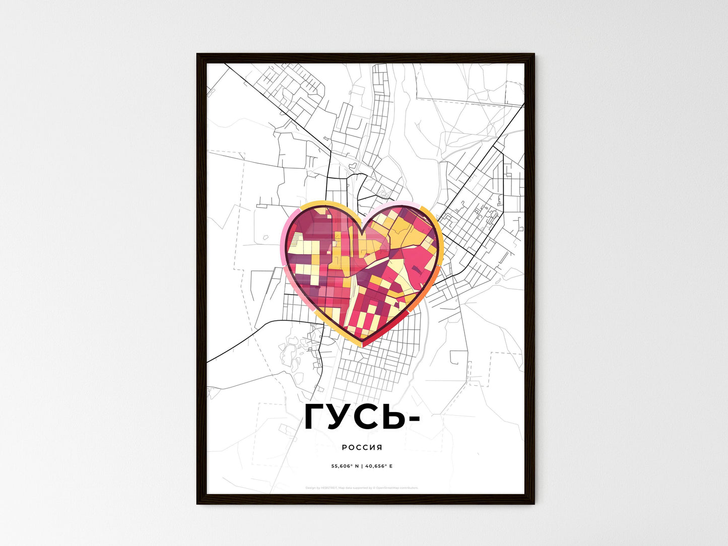 Gus-Khrustalny Russia wedding art map with heart icon