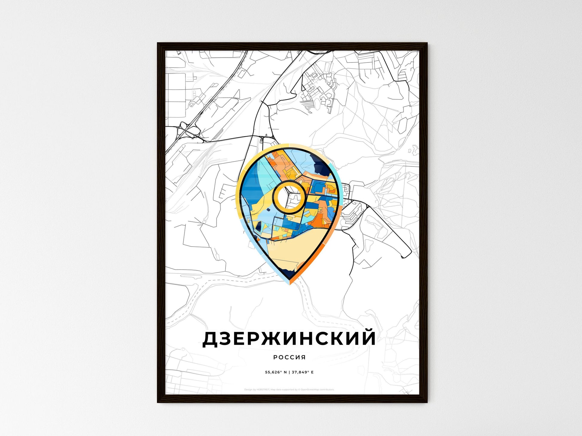 Dzerzhinsky Russia wedding art map with pointer icon