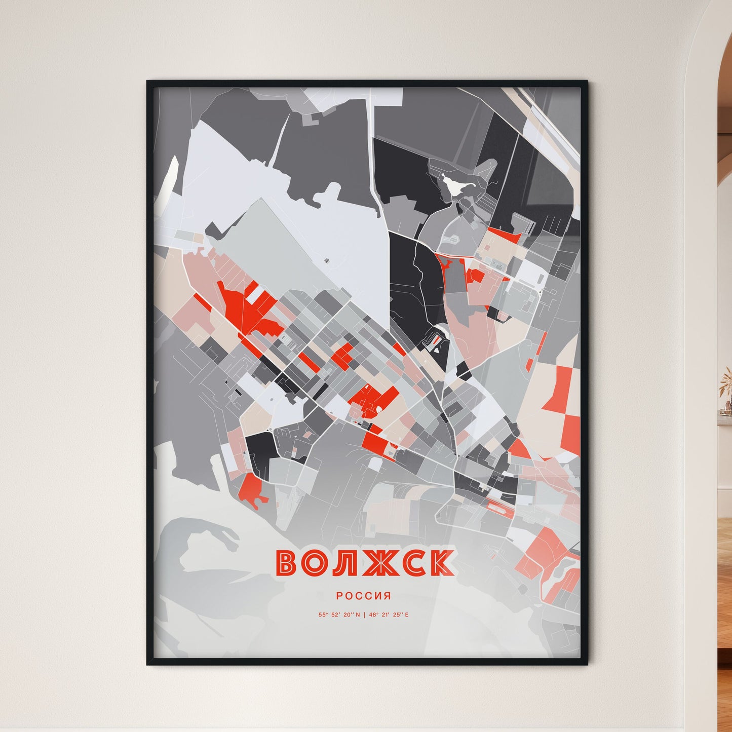 Colorful VOLZHSK RUSSIA Fine Art Map Modern