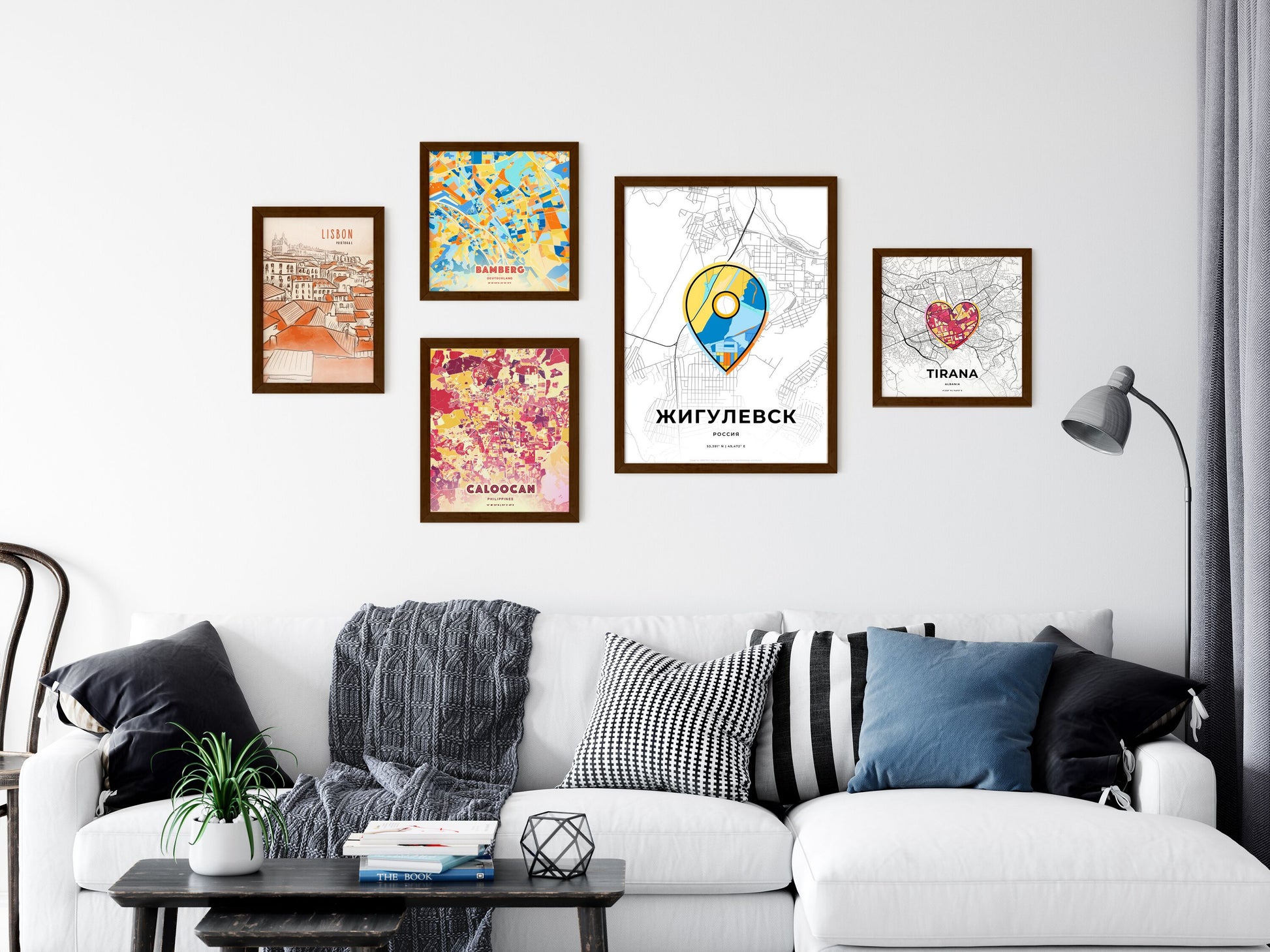 Zhigulyovsk Russia wall art with creative maps