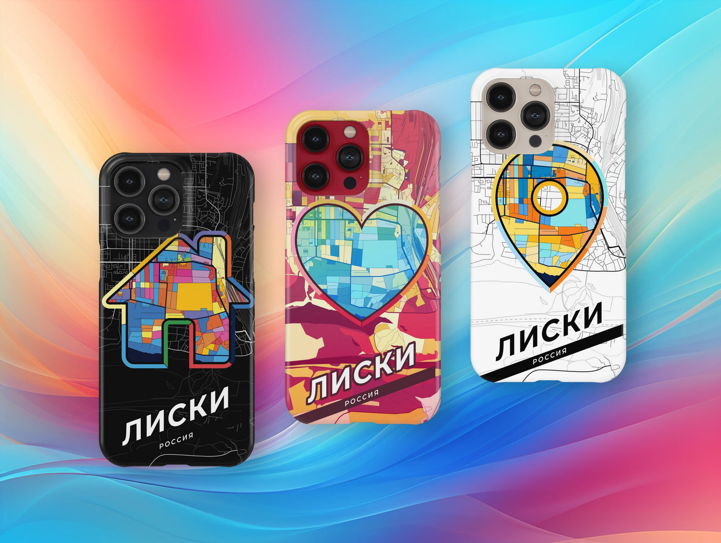 Liski Russia slim phone case with colorful icon. Birthday, wedding or housewarming gift. Couple match cases.