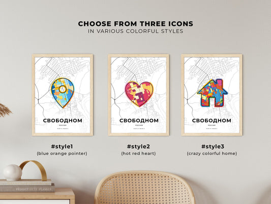 Svobodny Russia maps with colorful icons