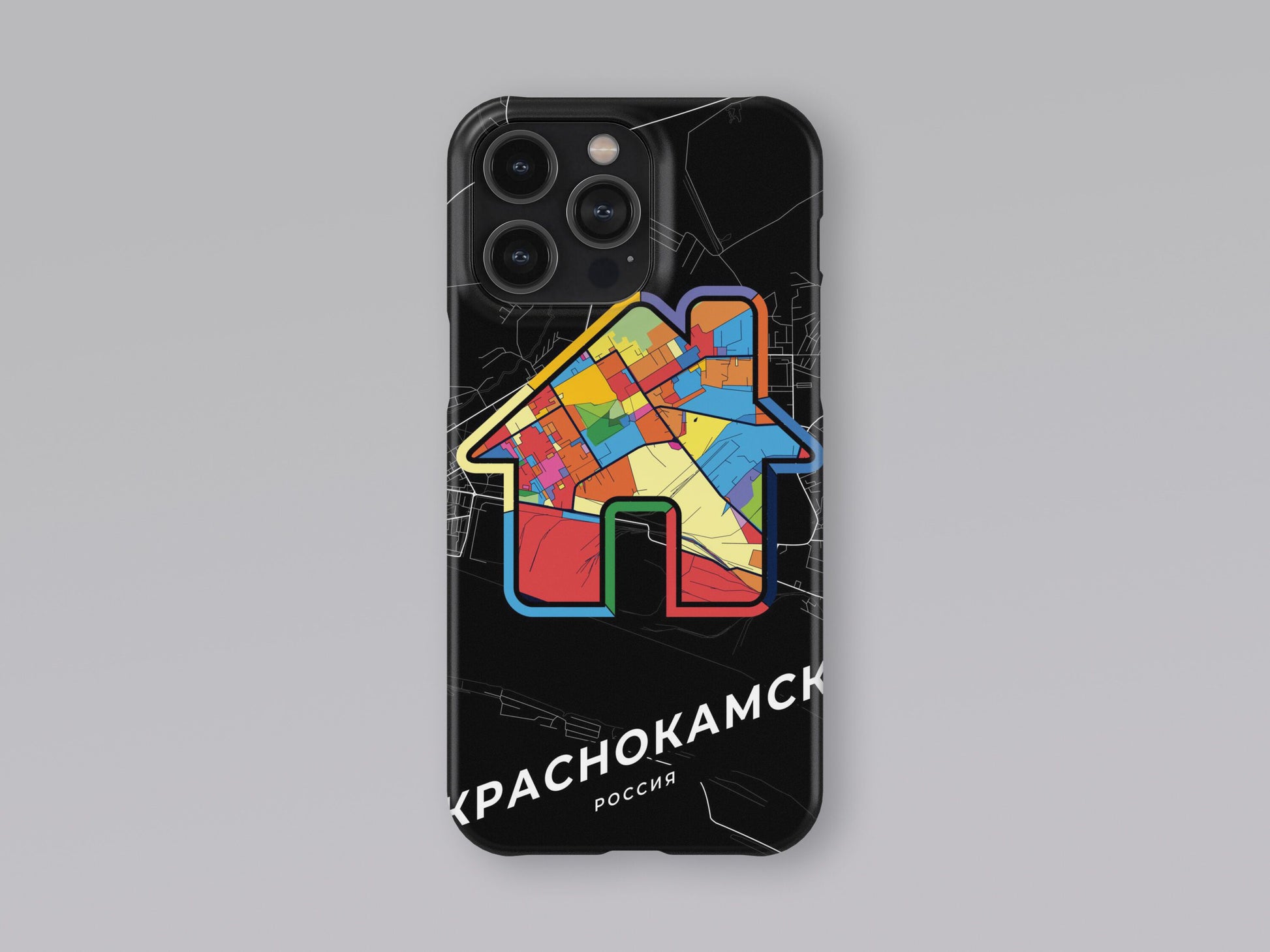 Krasnokamsk Russia slim phone case with colorful icon. Birthday, wedding or housewarming gift. Couple match cases. 3