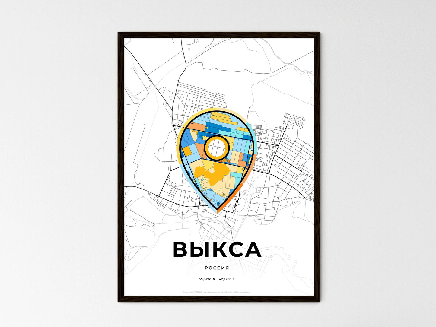 Vyksa Russia wedding art map with pointer icon