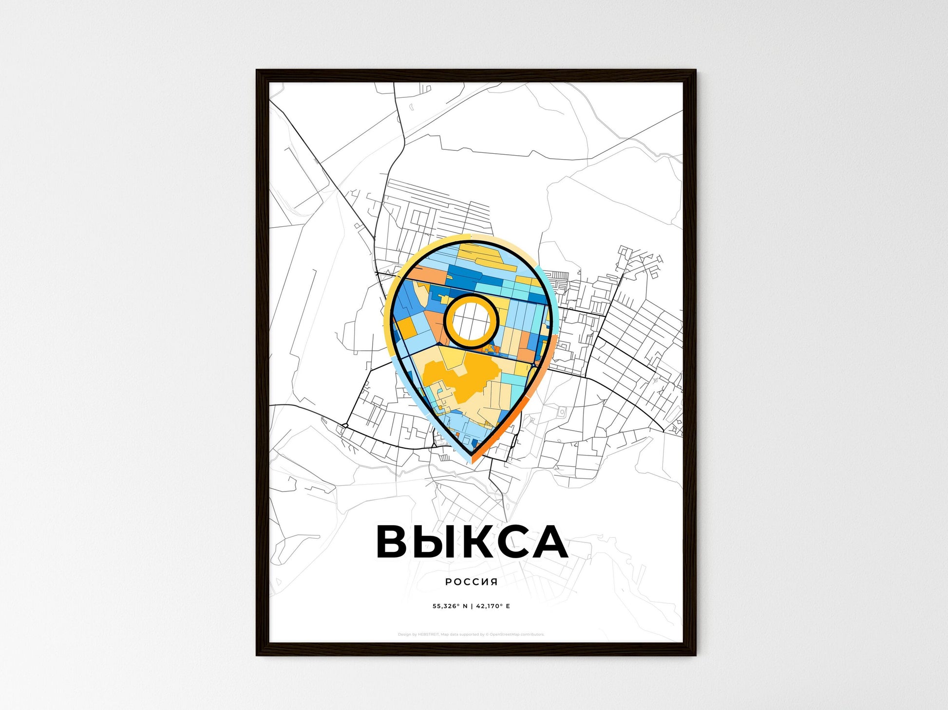 Vyksa Russia wedding art map with pointer icon