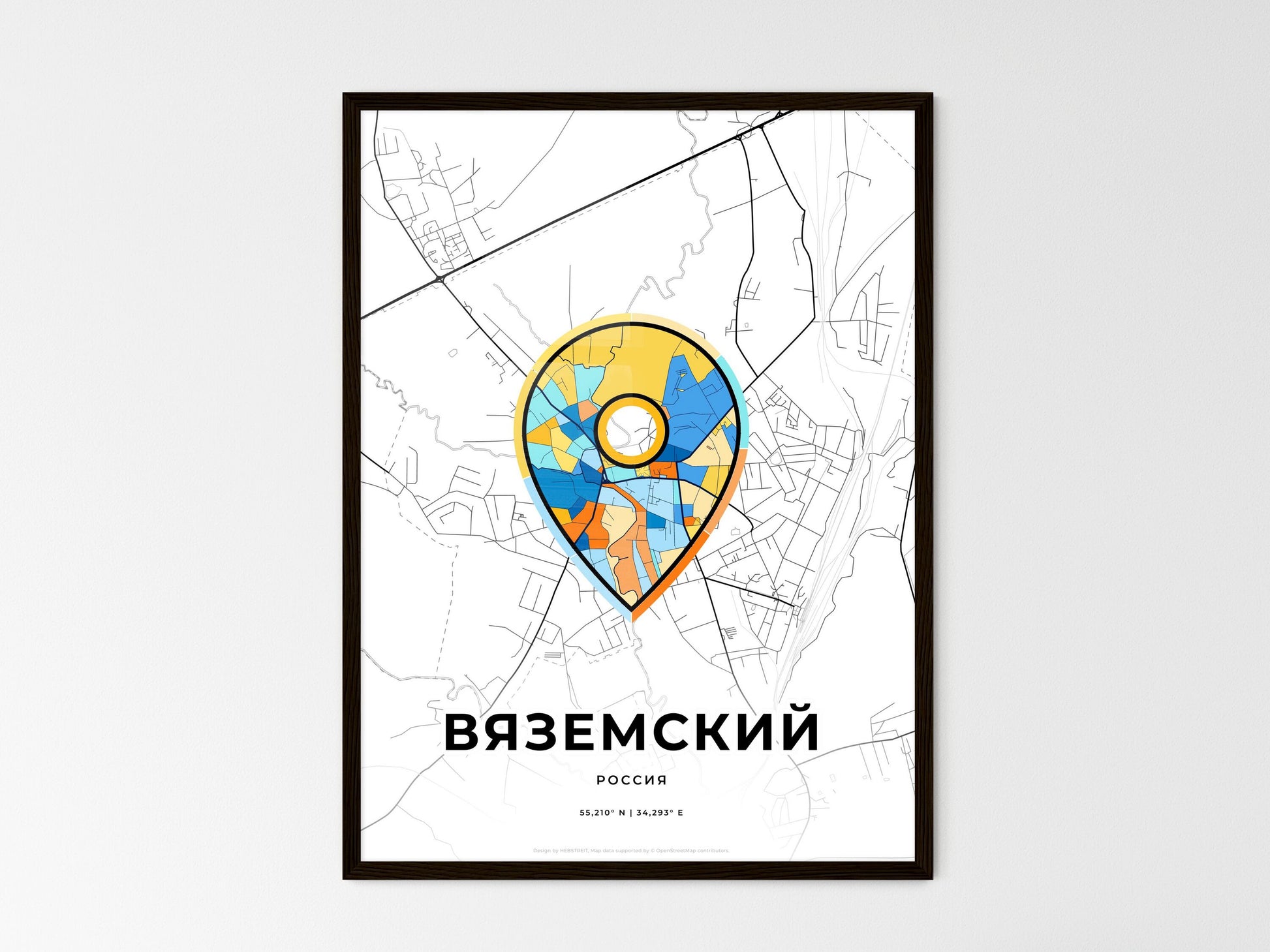 Vyazma Russia wedding art map with pointer icon