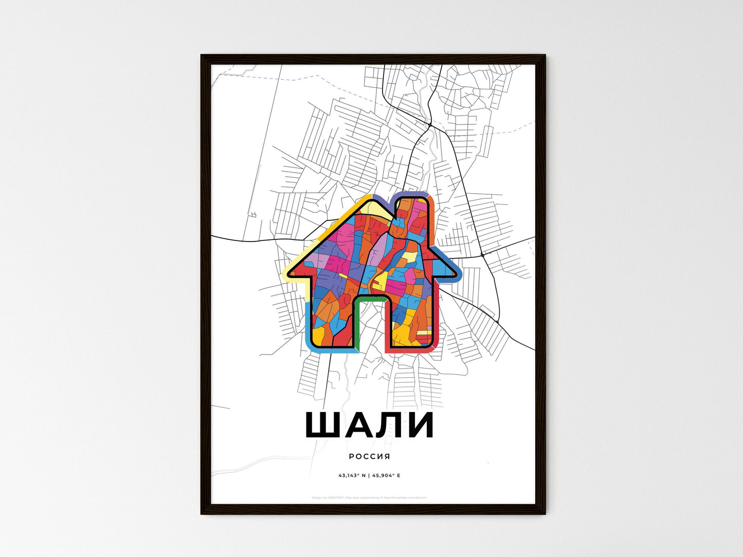 Shali Russia wedding art map with home icon