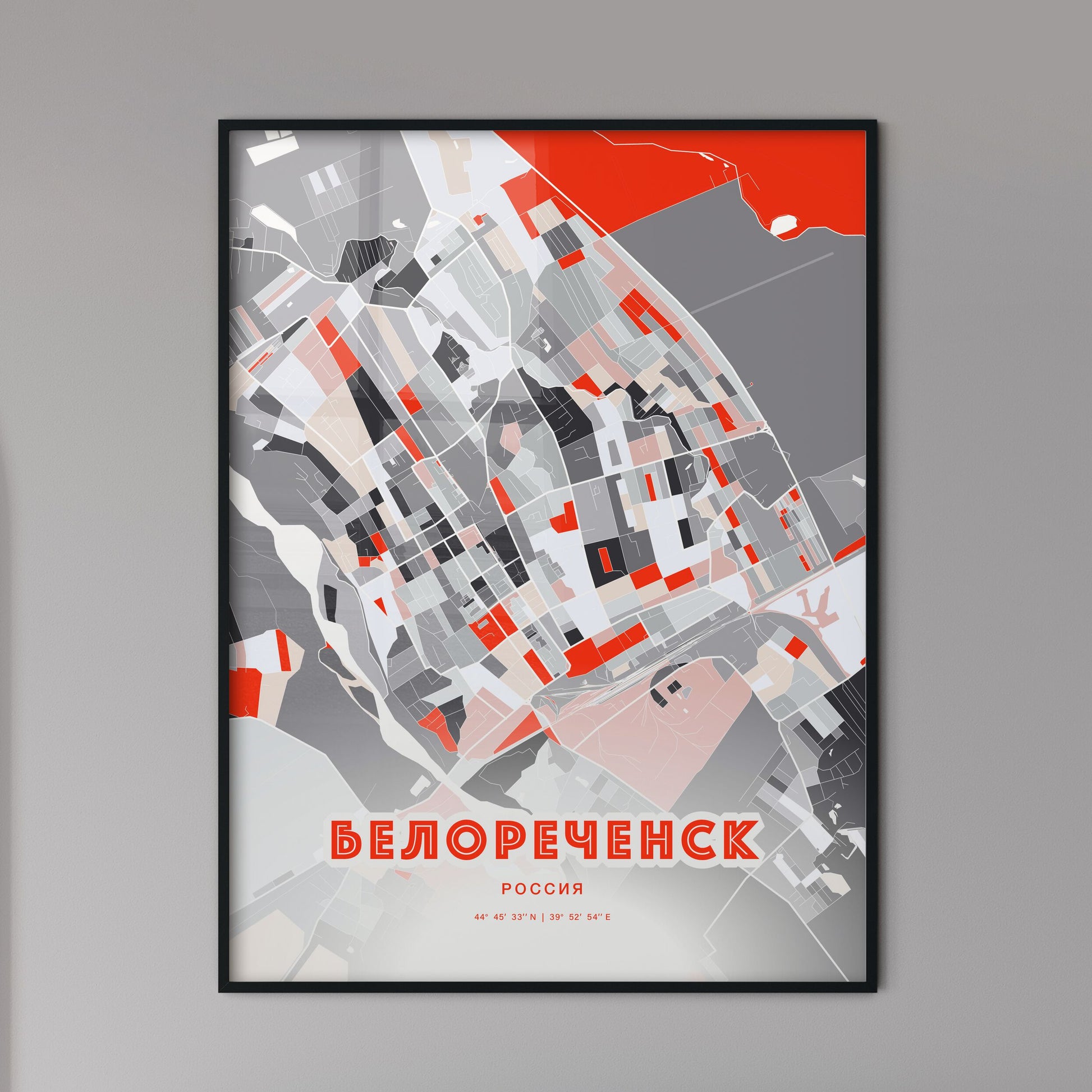 Colorful BELORECHENSK RUSSIA Fine Art Map Modern