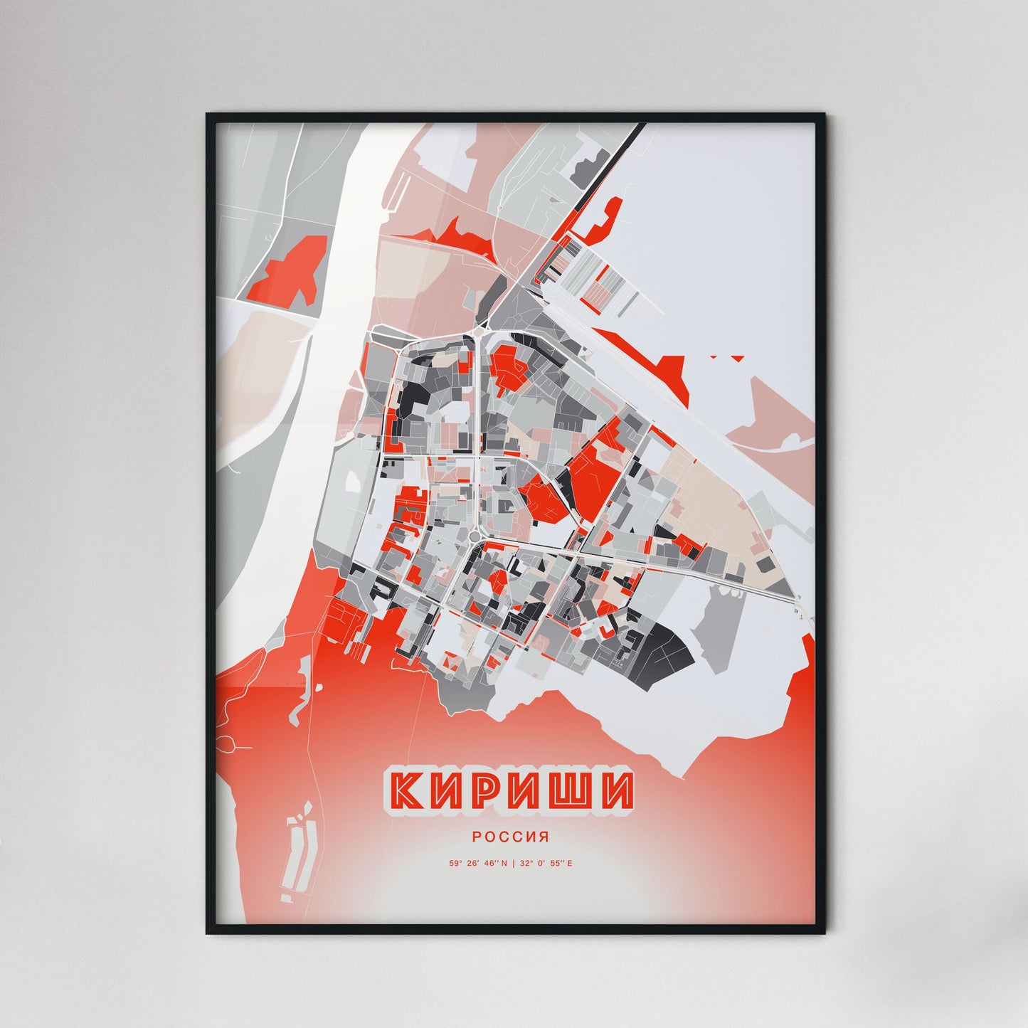 Colorful KIRISHI RUSSIA Fine Art Map Modern