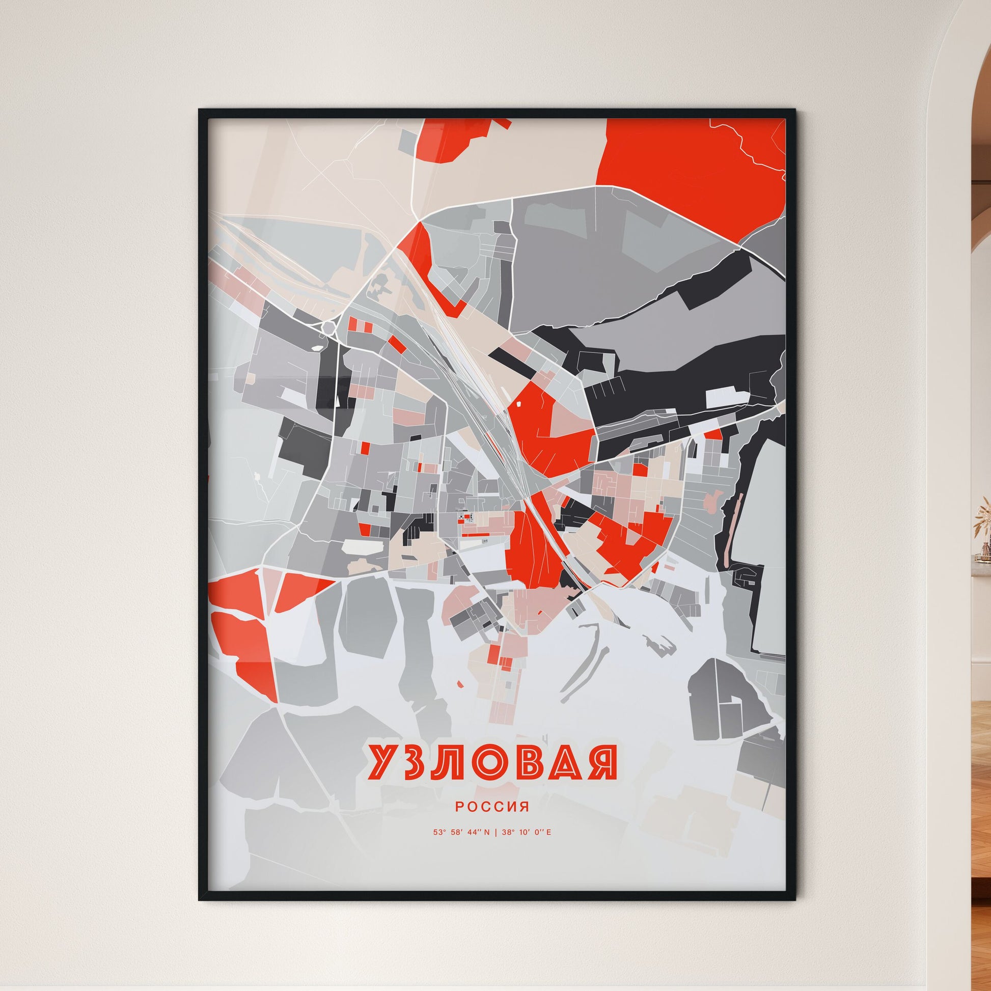 Colorful UZLOVAYA RUSSIA Fine Art Map Modern