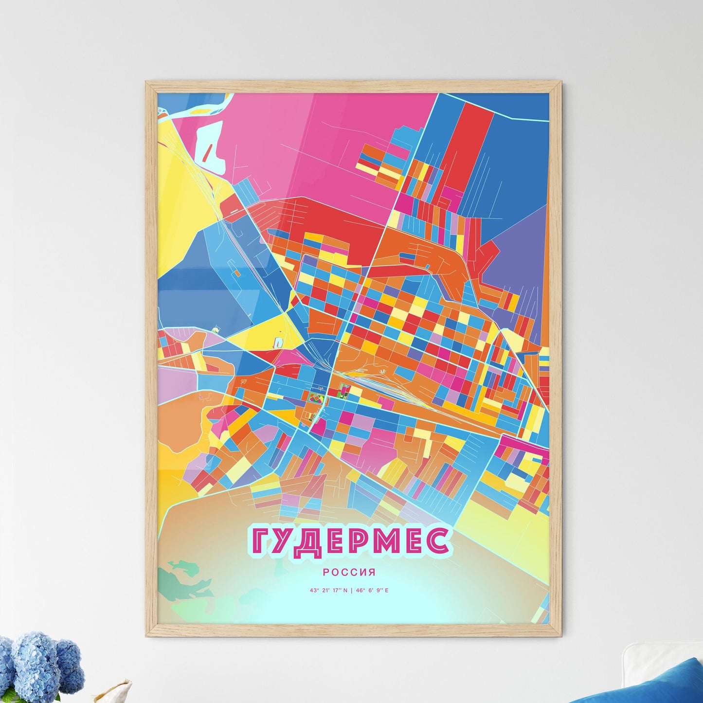 Colorful GUDERMES RUSSIA Fine Art Map Crazy Colors