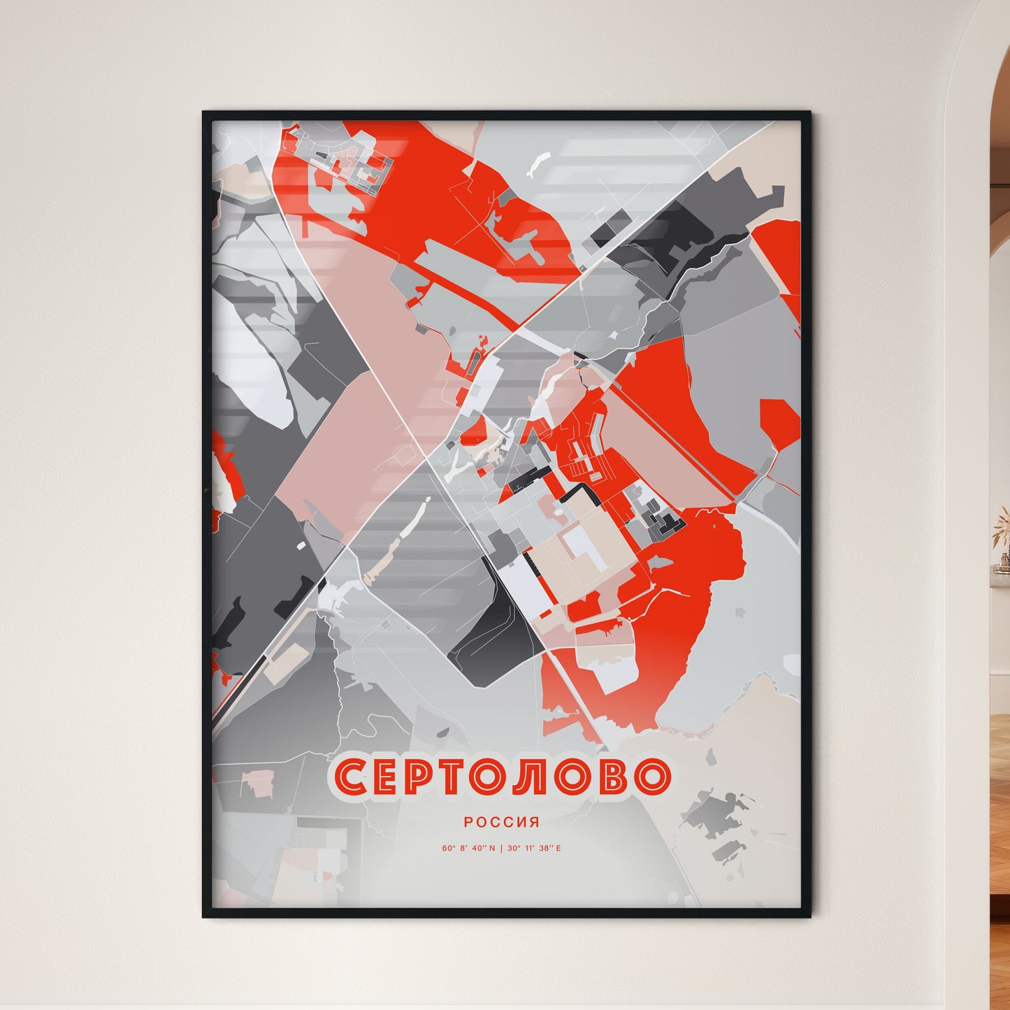 Colorful SERTOLOVO RUSSIA Fine Art Map Modern