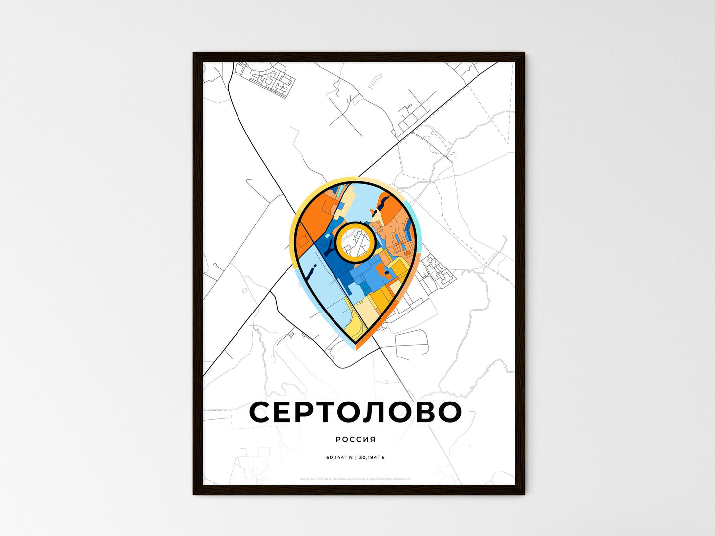 Sertolovo Russia wedding art map with pointer icon