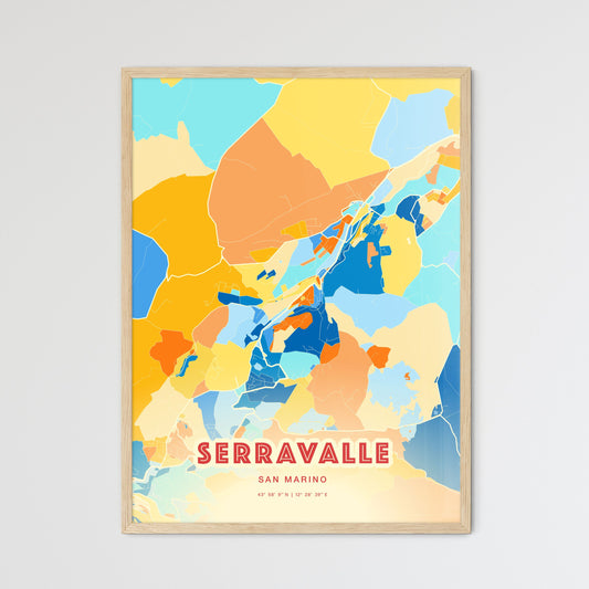 Colorful SERRAVALLE SAN MARINO Fine Art Map Blue Orange