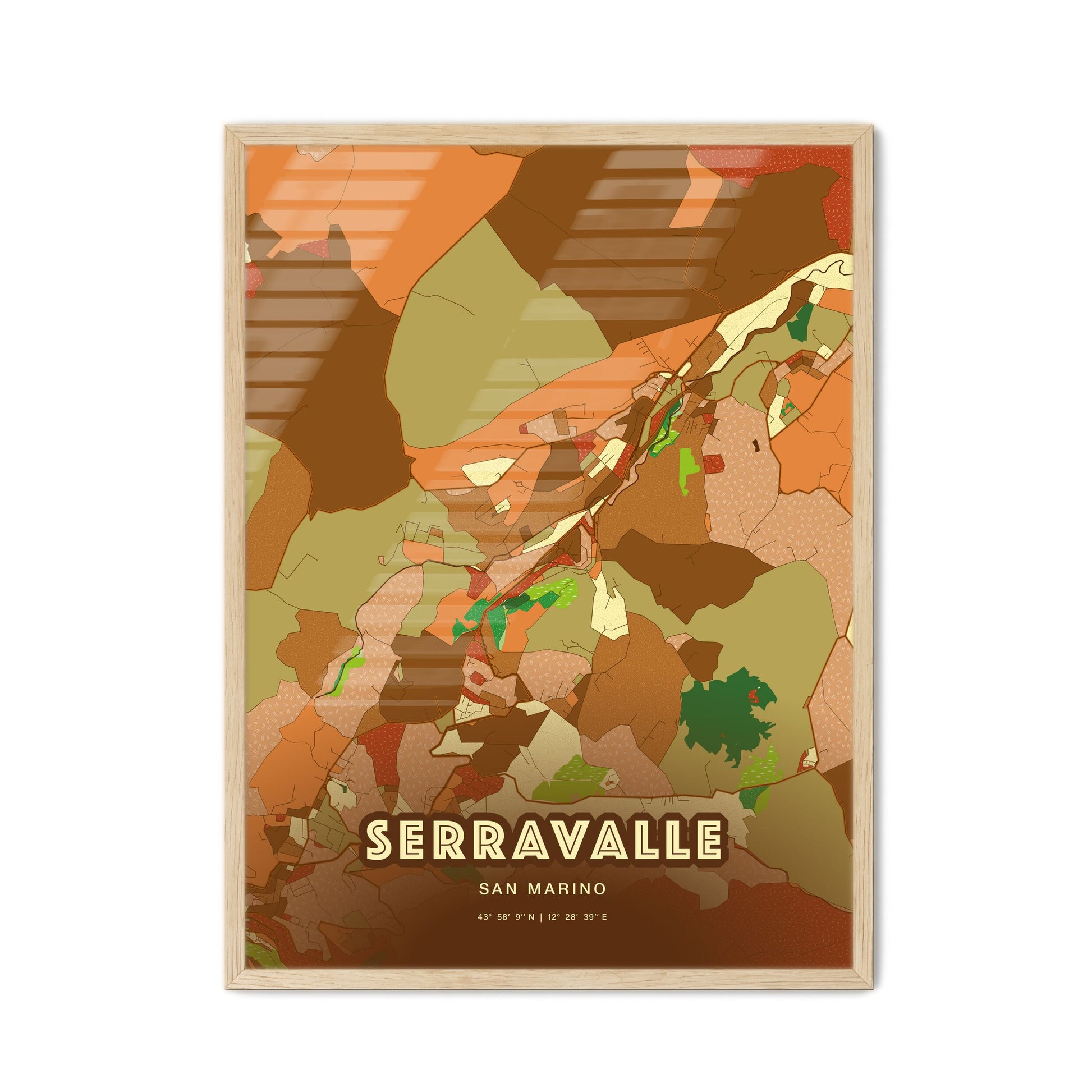 Colorful SERRAVALLE SAN MARINO Fine Art Map Farmhouse