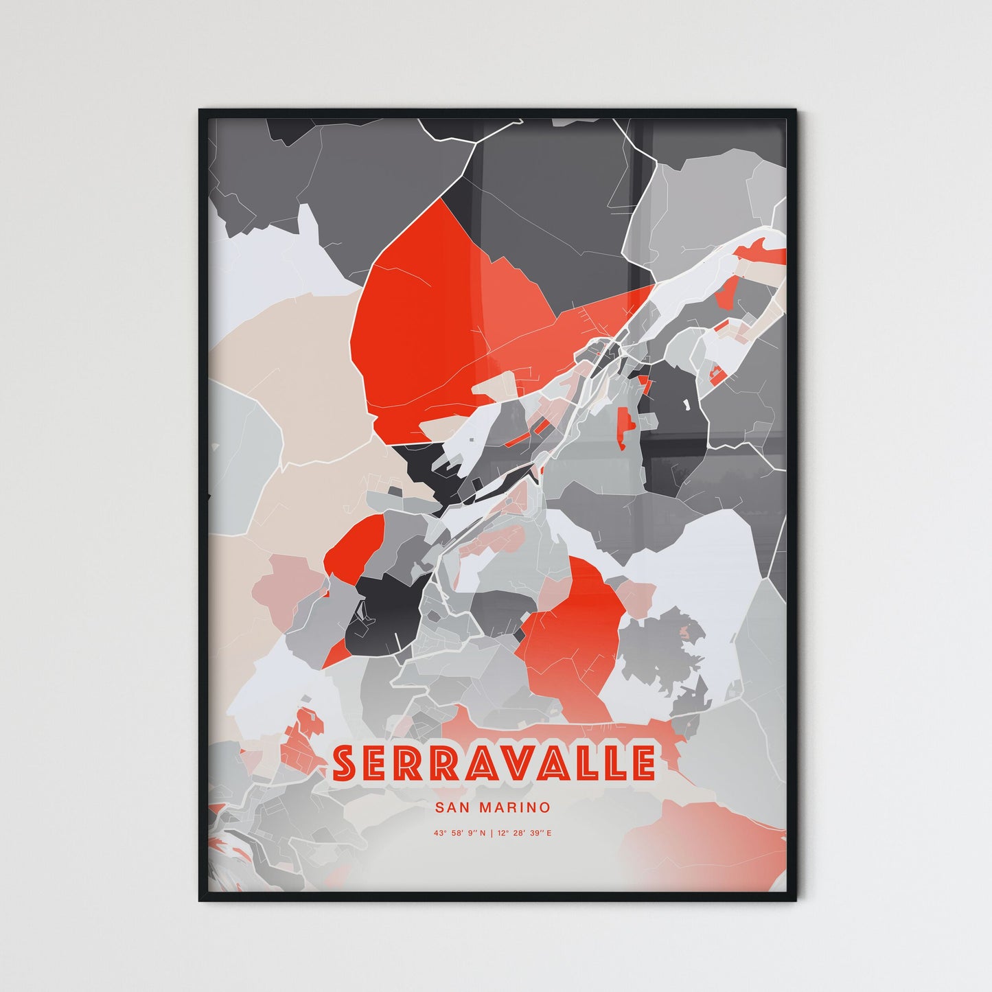 Colorful SERRAVALLE SAN MARINO Fine Art Map Modern