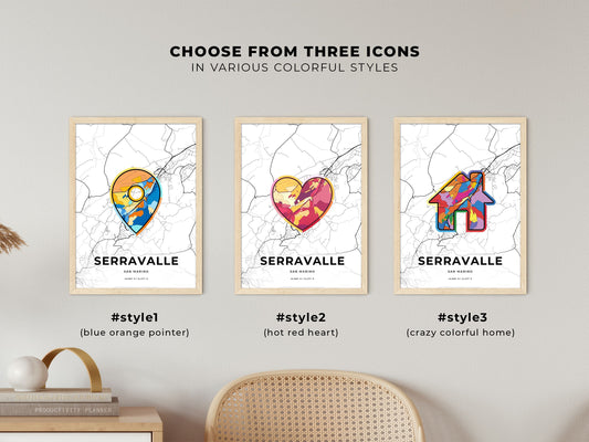 Serravalle San Marino maps with colorful icons