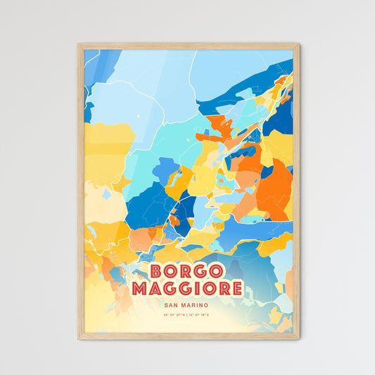 Colorful BORGO MAGGIORE SAN MARINO Fine Art Map Blue Orange