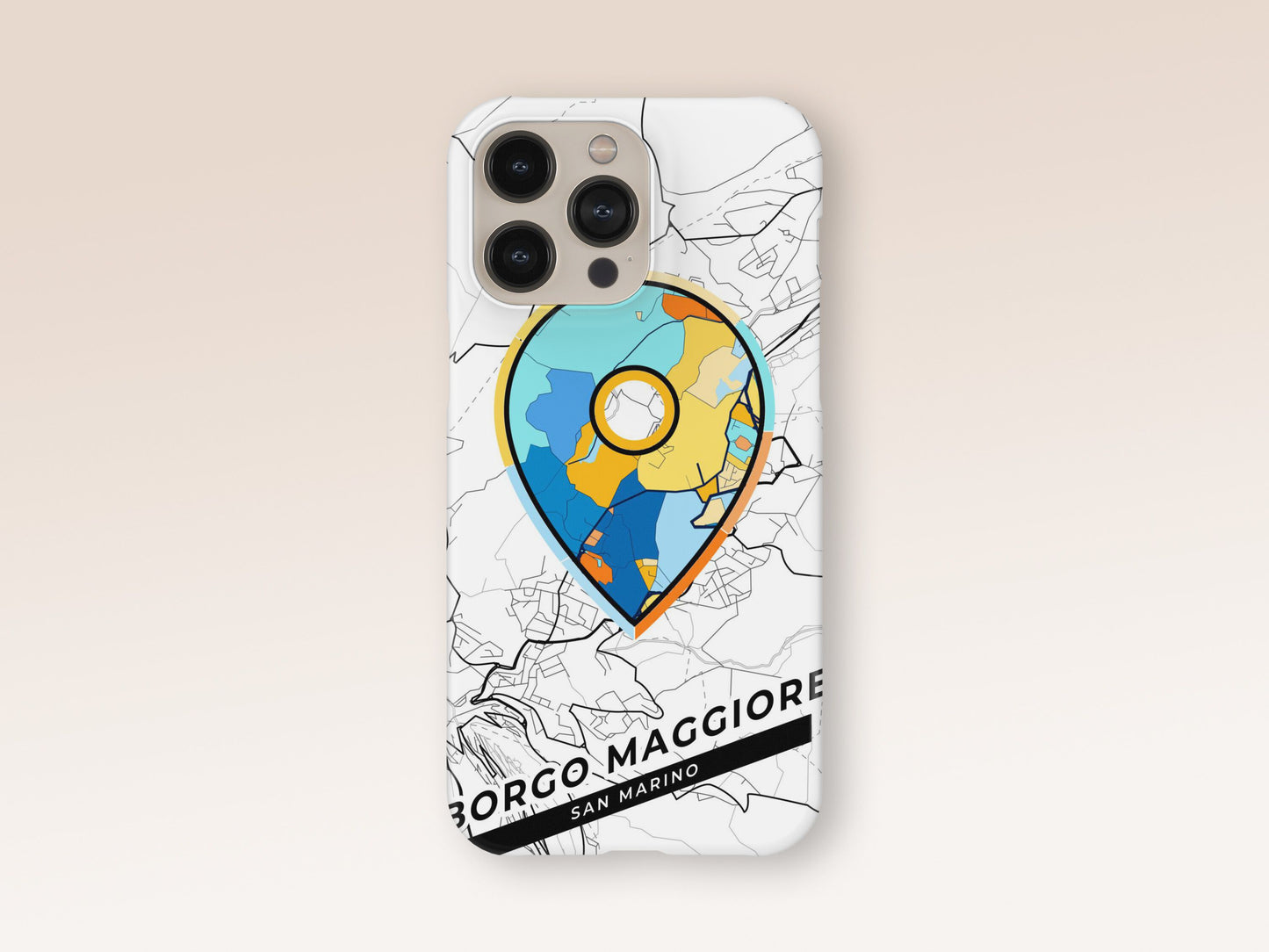 Borgo Maggiore San Marino slim phone case with colorful icon. Birthday, wedding or housewarming gift. Couple match cases. 1