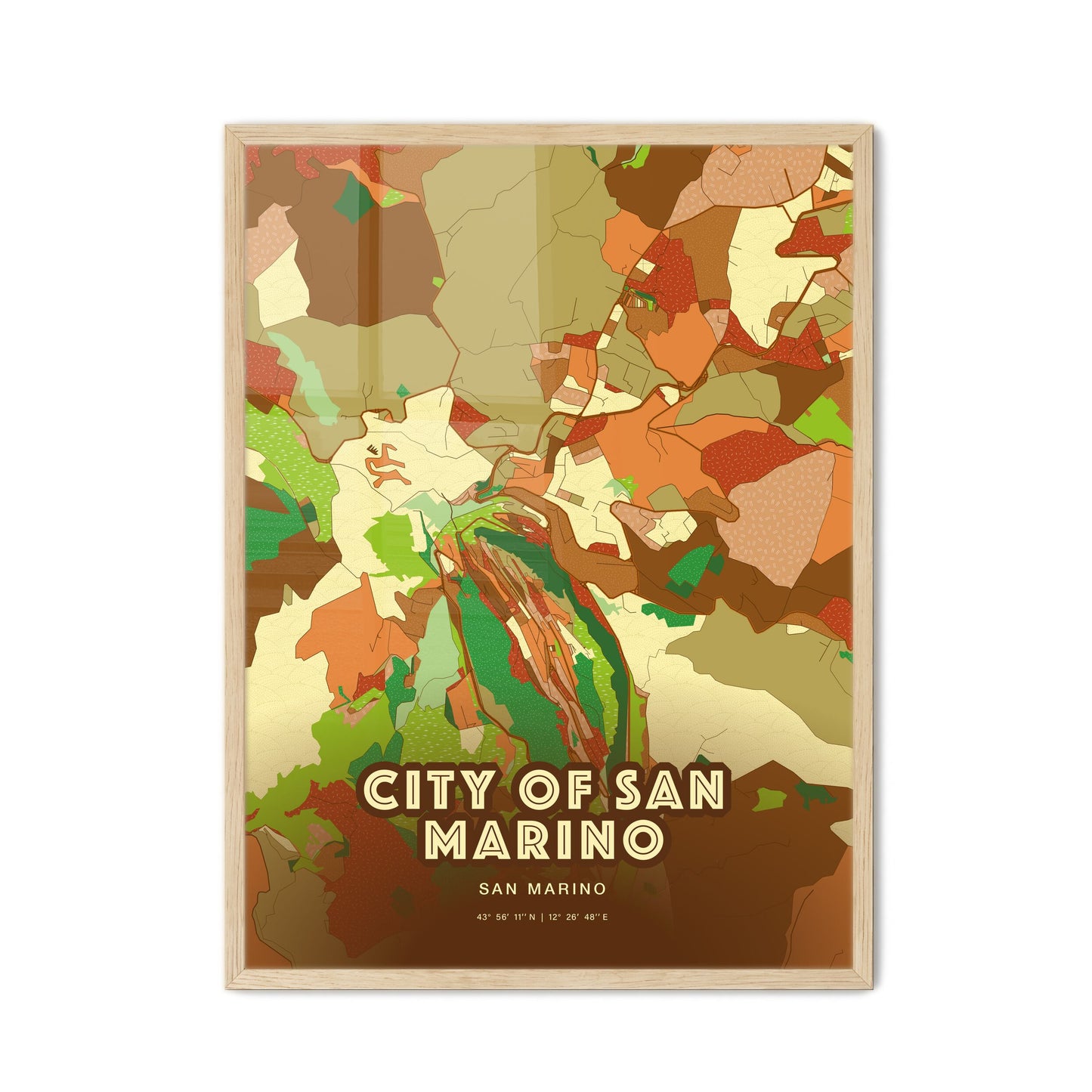 Colorful CITY OF SAN MARINO SAN MARINO Fine Art Map Farmhouse