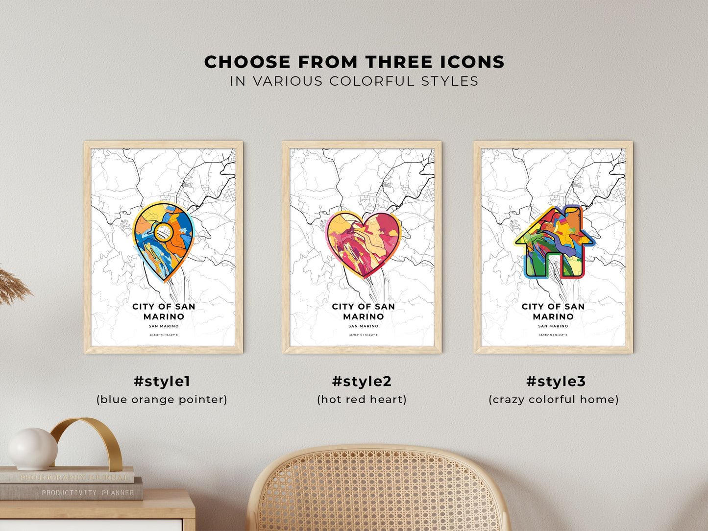 City Of San Marino San Marino maps with colorful icons