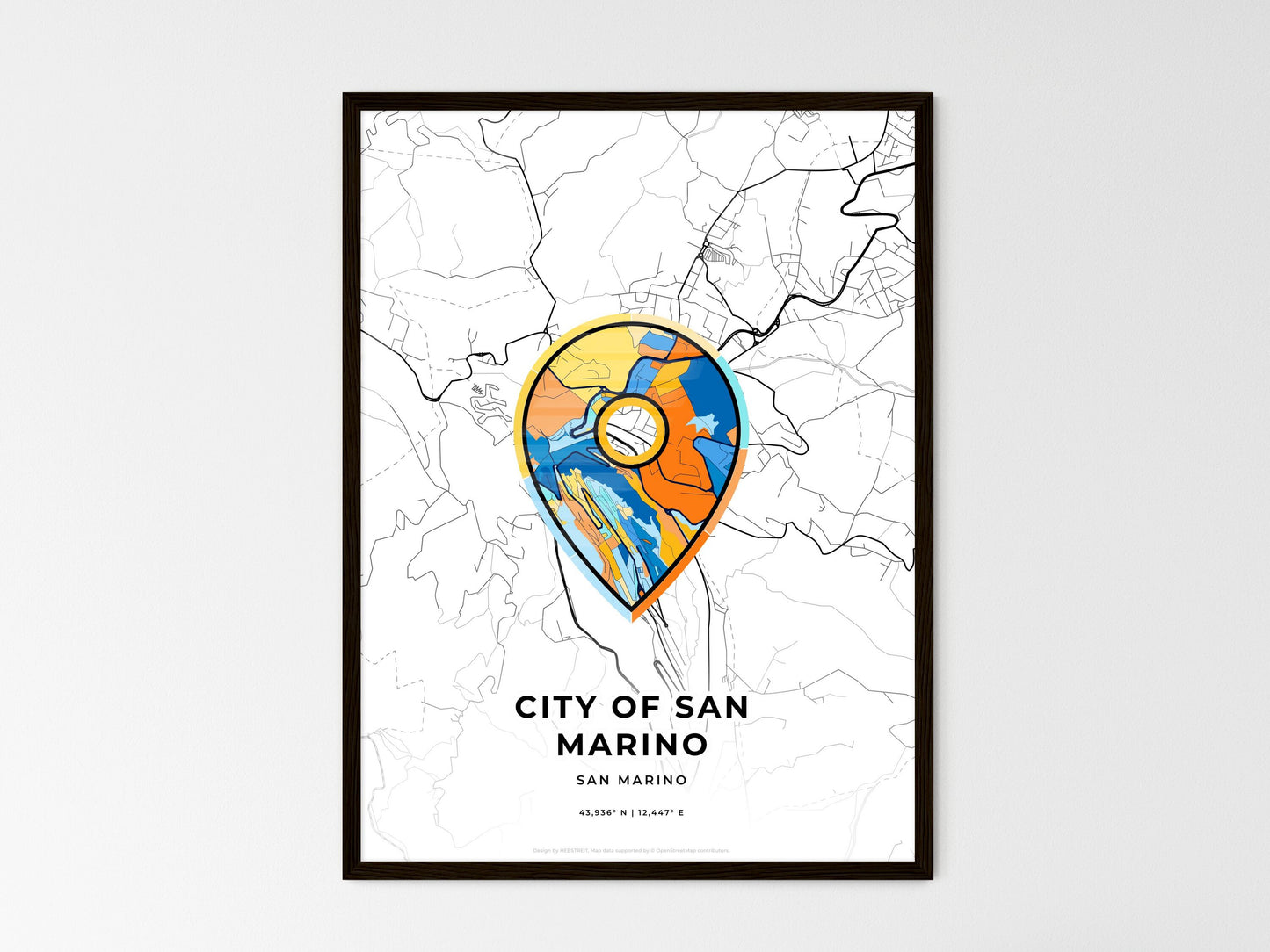 City Of San Marino San Marino wedding art map with pointer icon