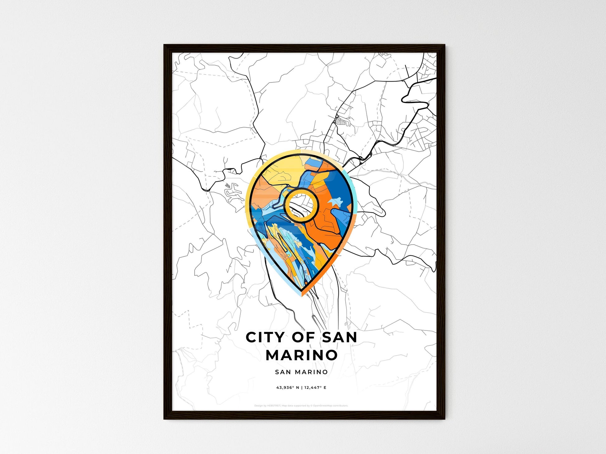 City Of San Marino San Marino wedding art map with pointer icon